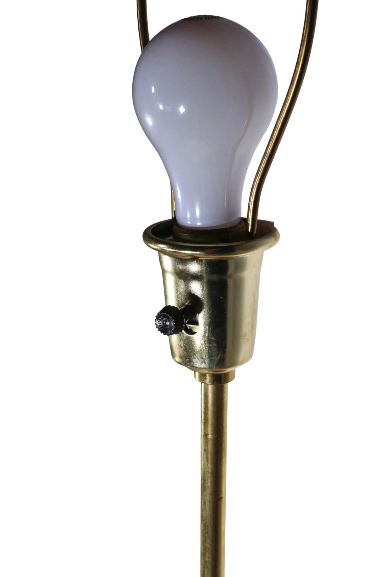  Adjustable Hollywood Regency Style Brass and Lucite Floor Lamp c. 1970/1980's For Sale 10