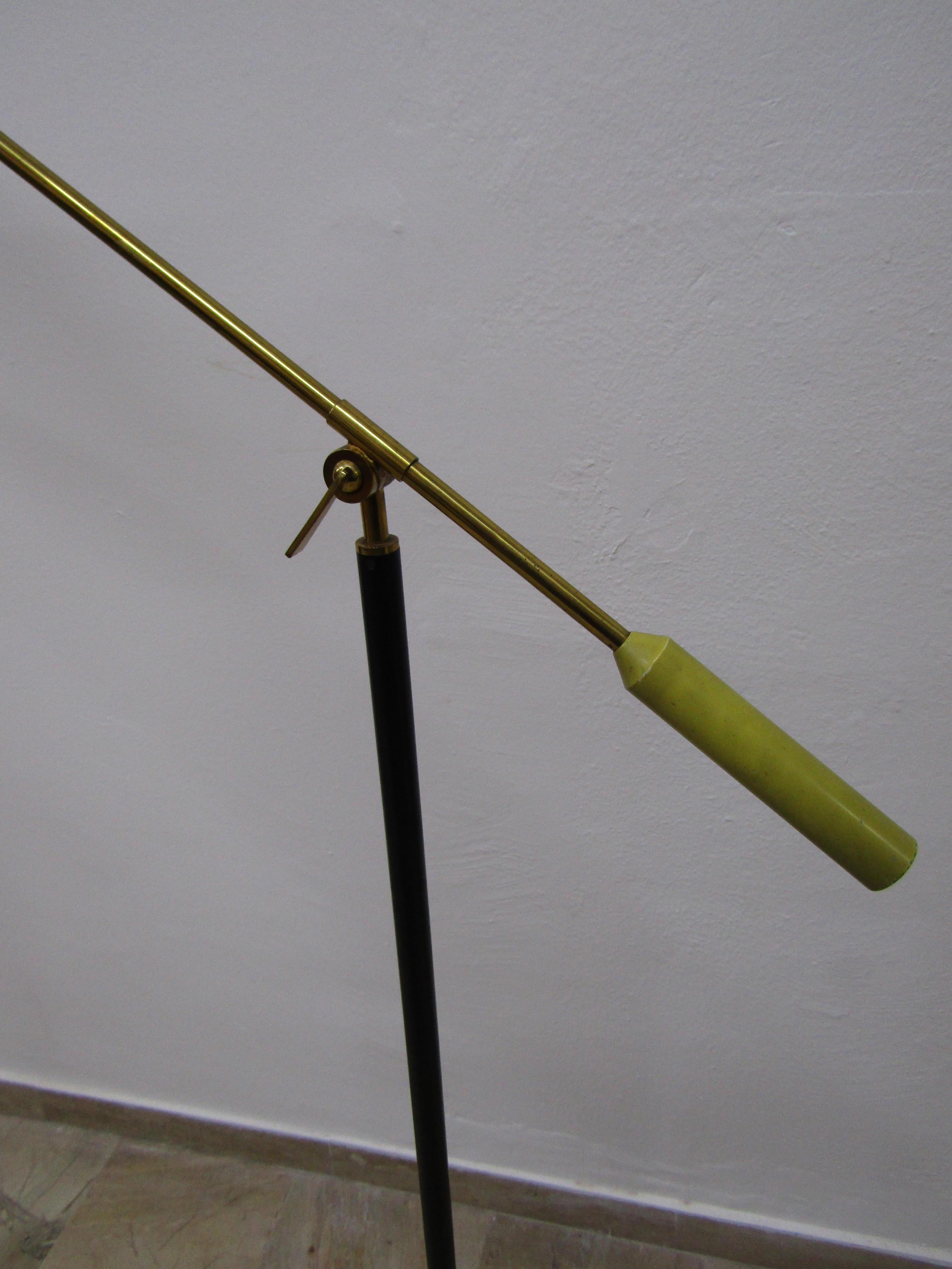 midcentury Adjustable in Style Stilnovo Painted Enamel and Brass  Floor Lamp 3