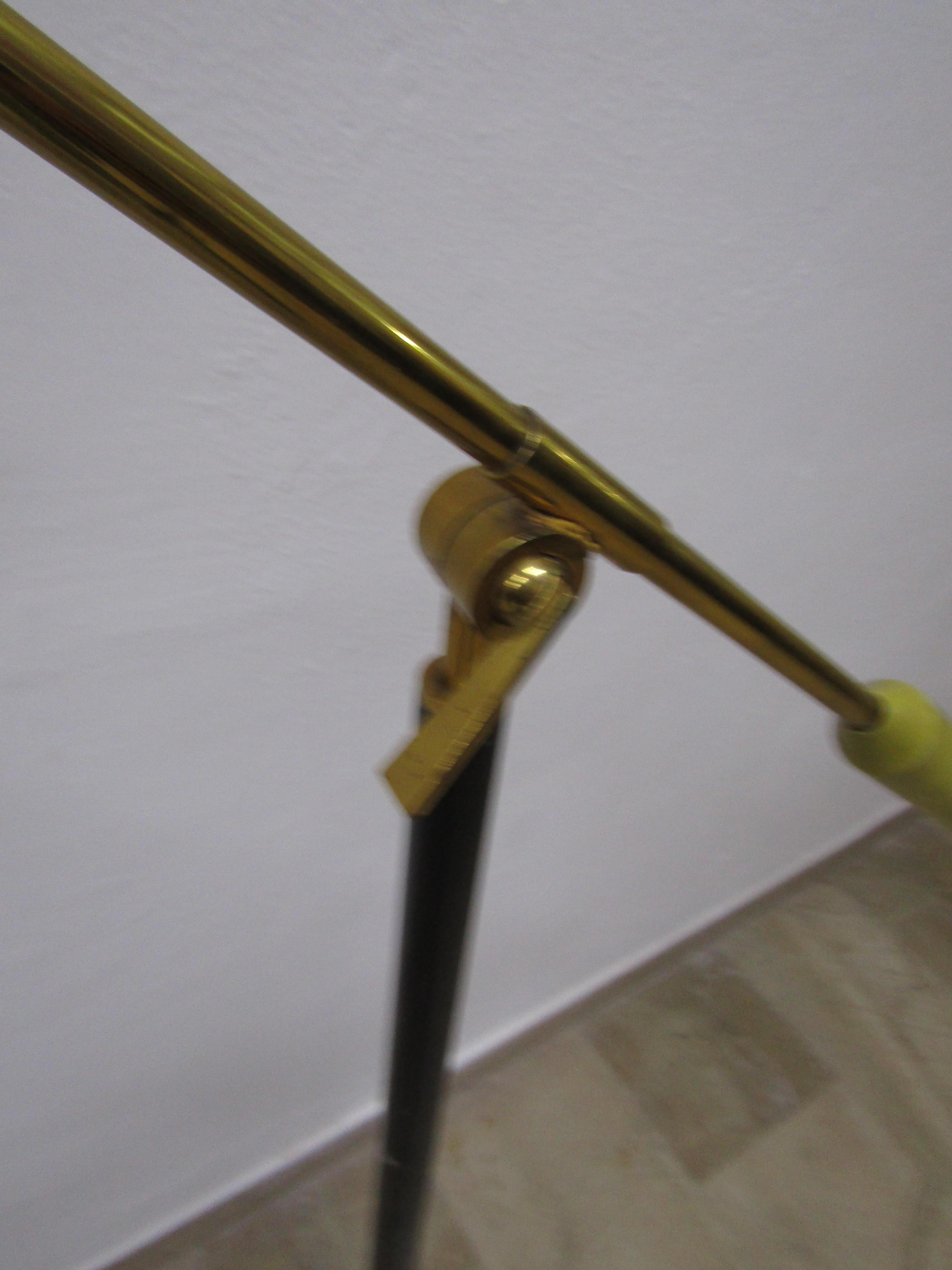 midcentury Adjustable in Style Stilnovo Painted Enamel and Brass  Floor Lamp 4