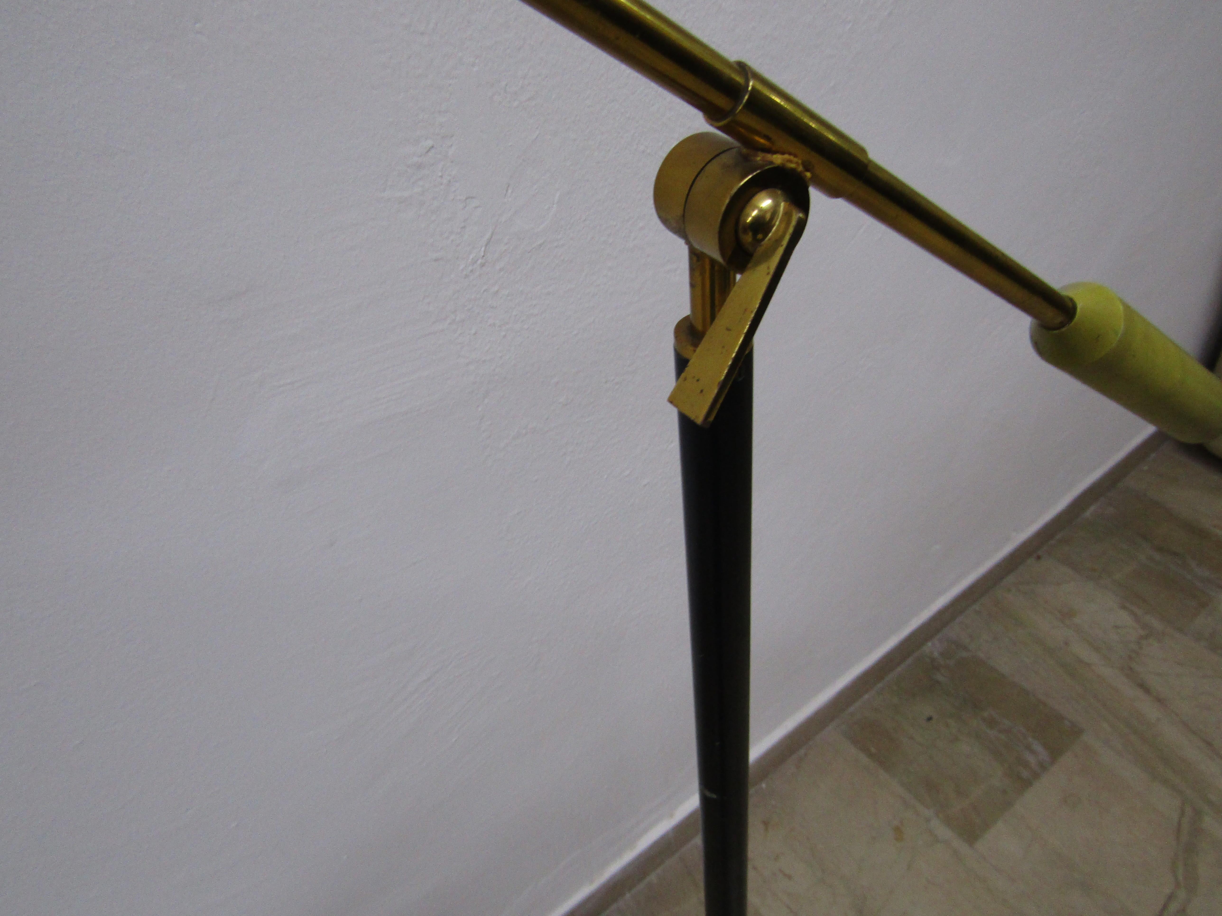 midcentury Adjustable in Style Stilnovo Painted Enamel and Brass  Floor Lamp 6