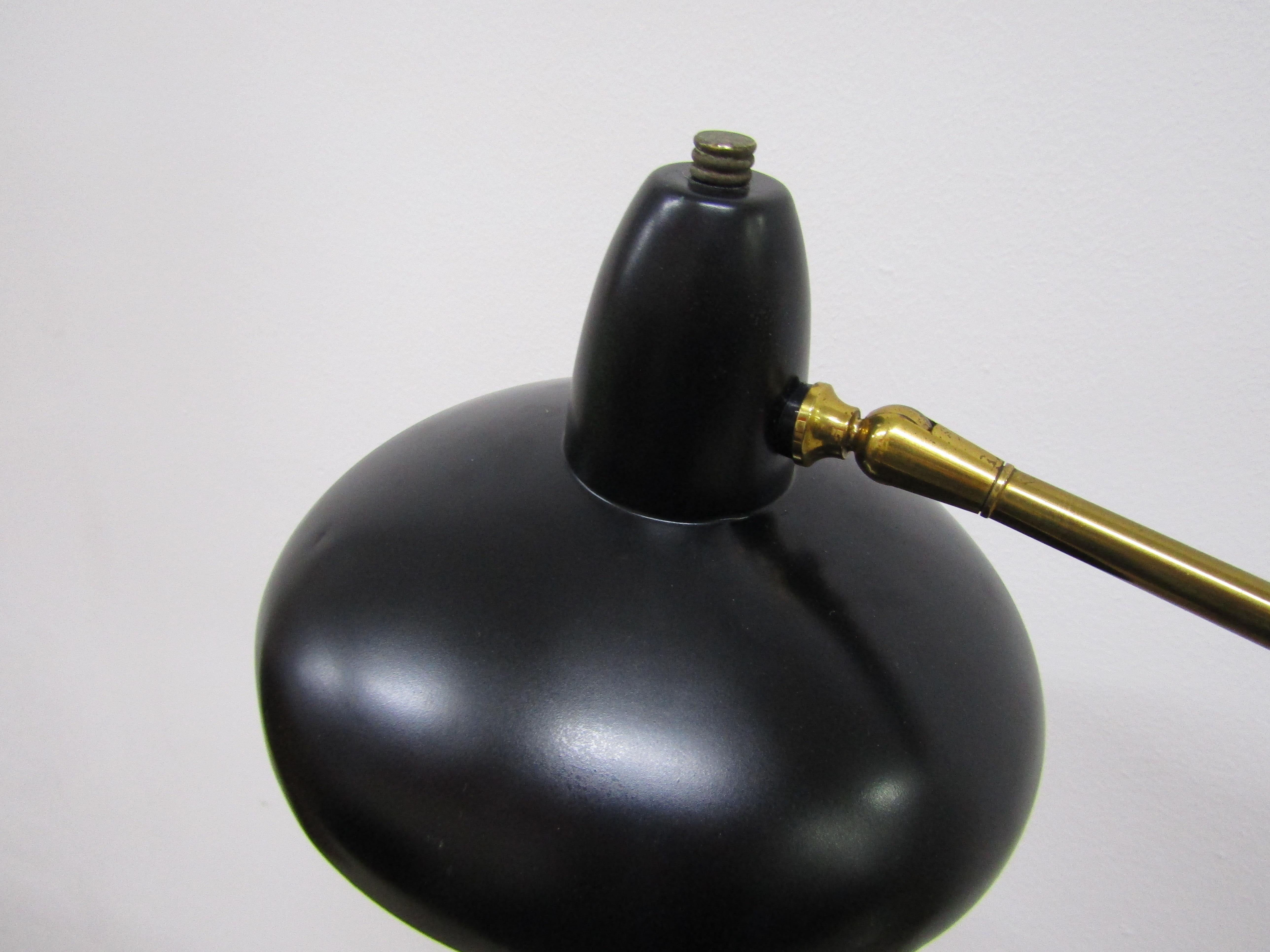 midcentury Adjustable in Style Stilnovo Painted Enamel and Brass  Floor Lamp 7
