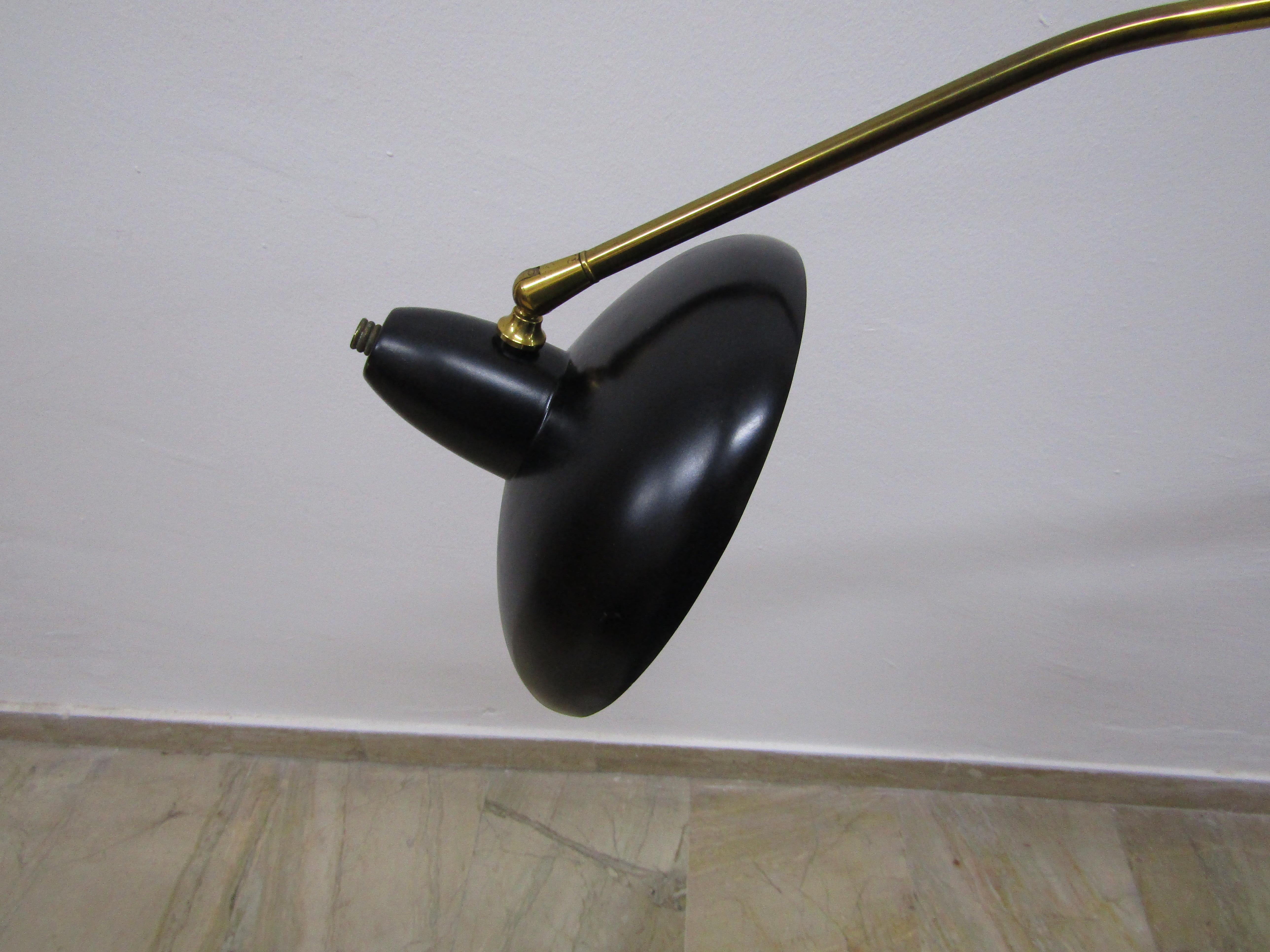 midcentury Adjustable in Style Stilnovo Painted Enamel and Brass  Floor Lamp 12