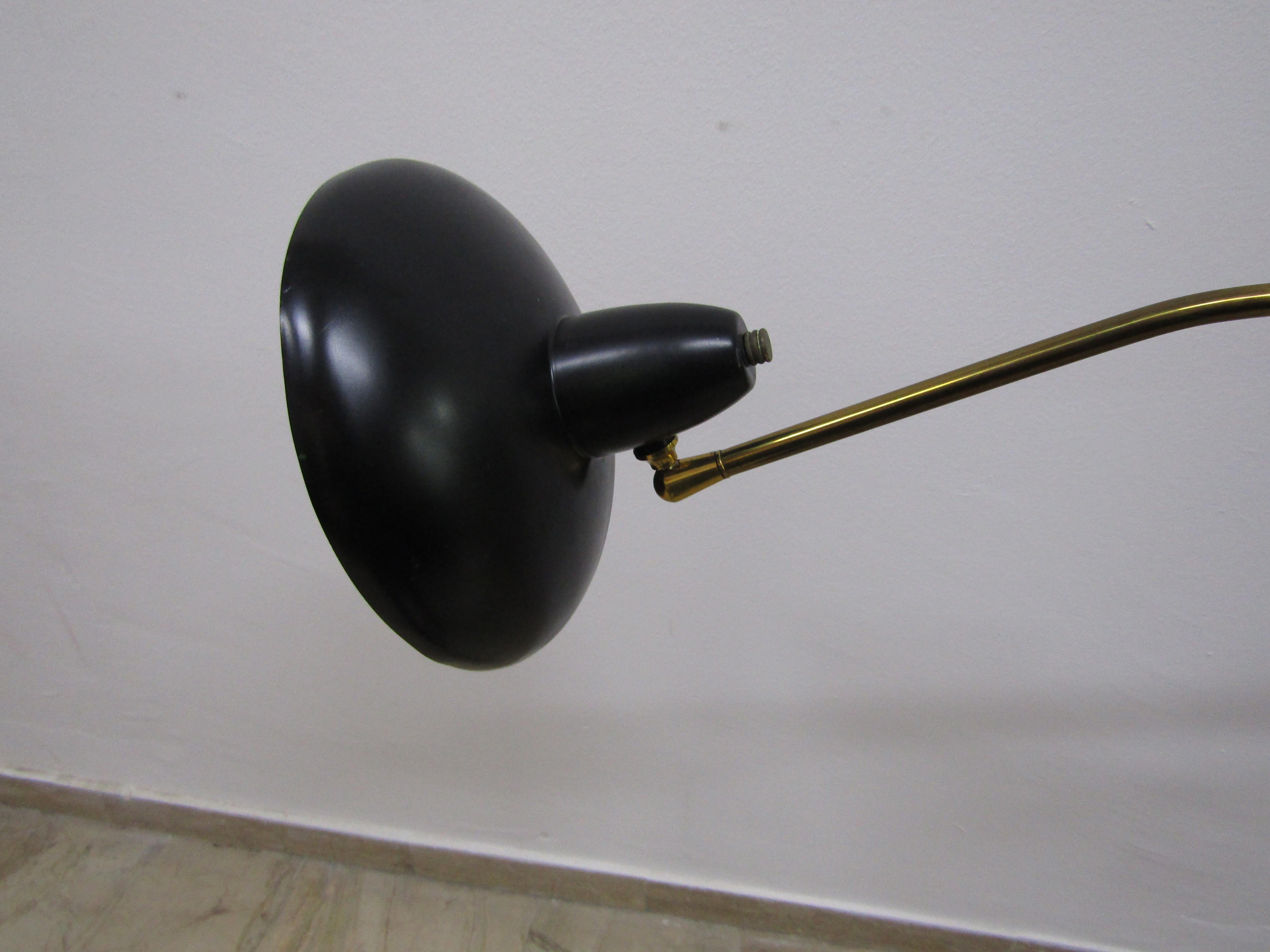midcentury Adjustable in Style Stilnovo Painted Enamel and Brass  Floor Lamp 13