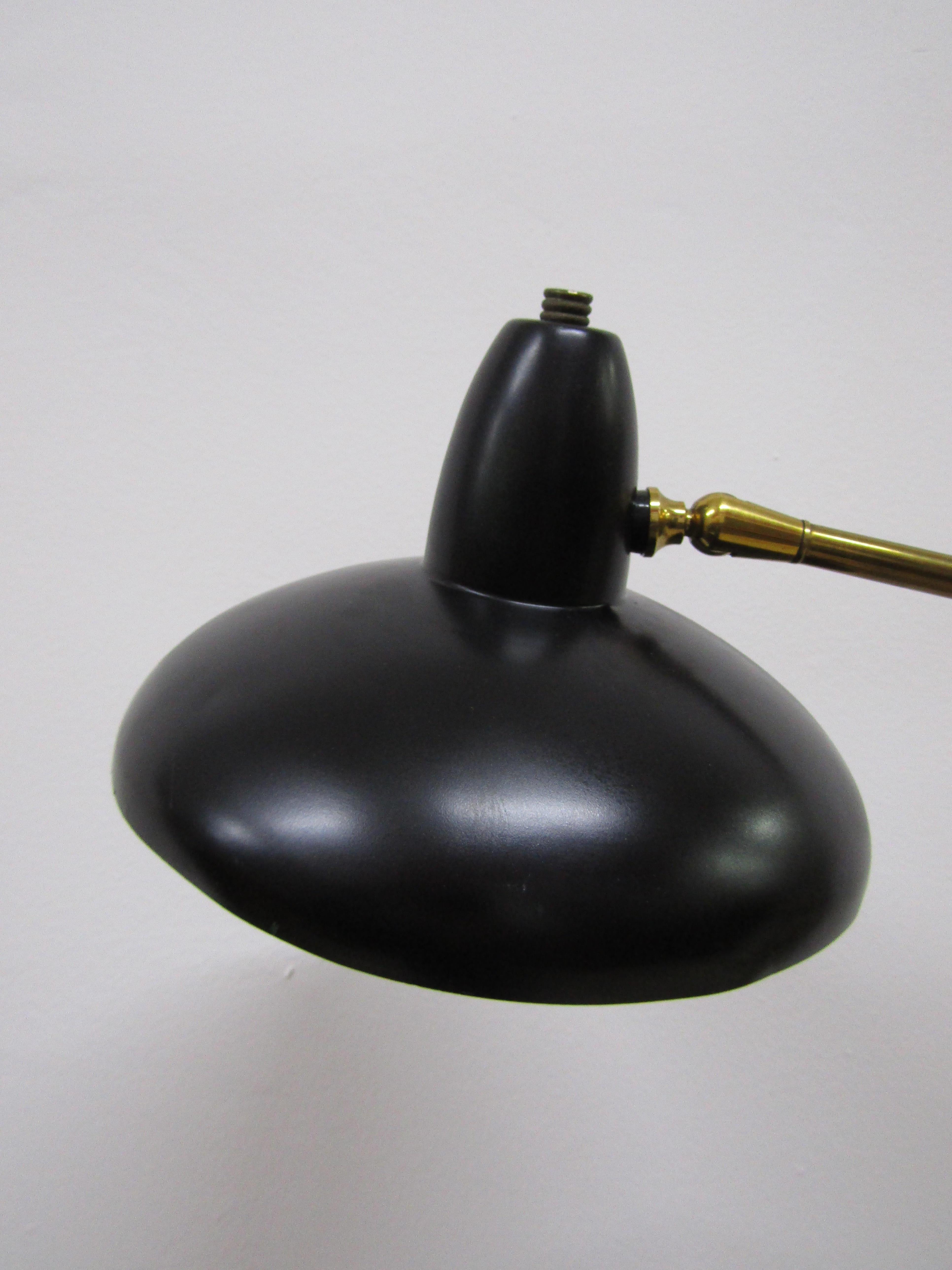 Mid-20th Century midcentury Adjustable in Style Stilnovo Painted Enamel and Brass  Floor Lamp