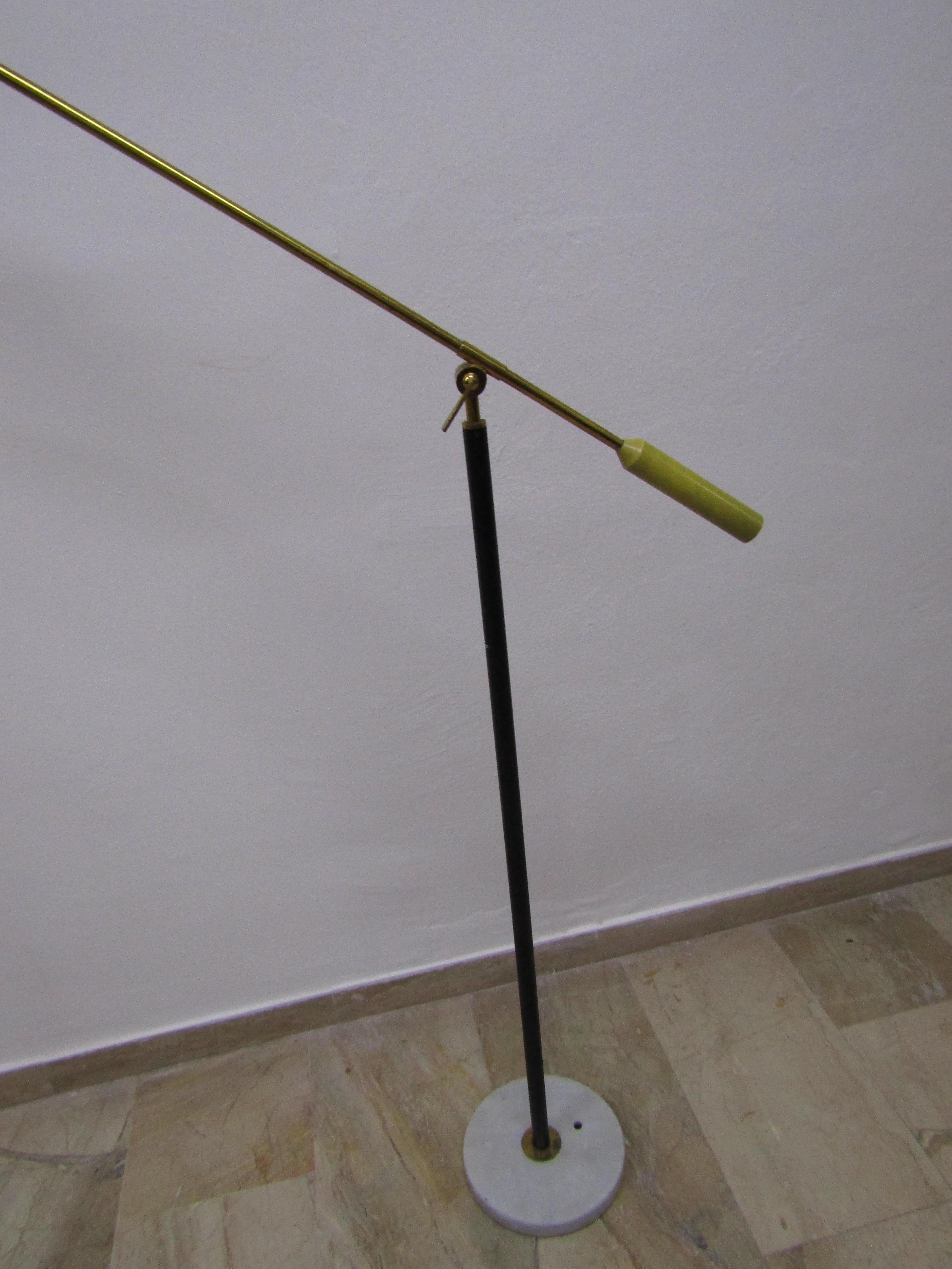 midcentury Adjustable in Style Stilnovo Painted Enamel and Brass  Floor Lamp 2