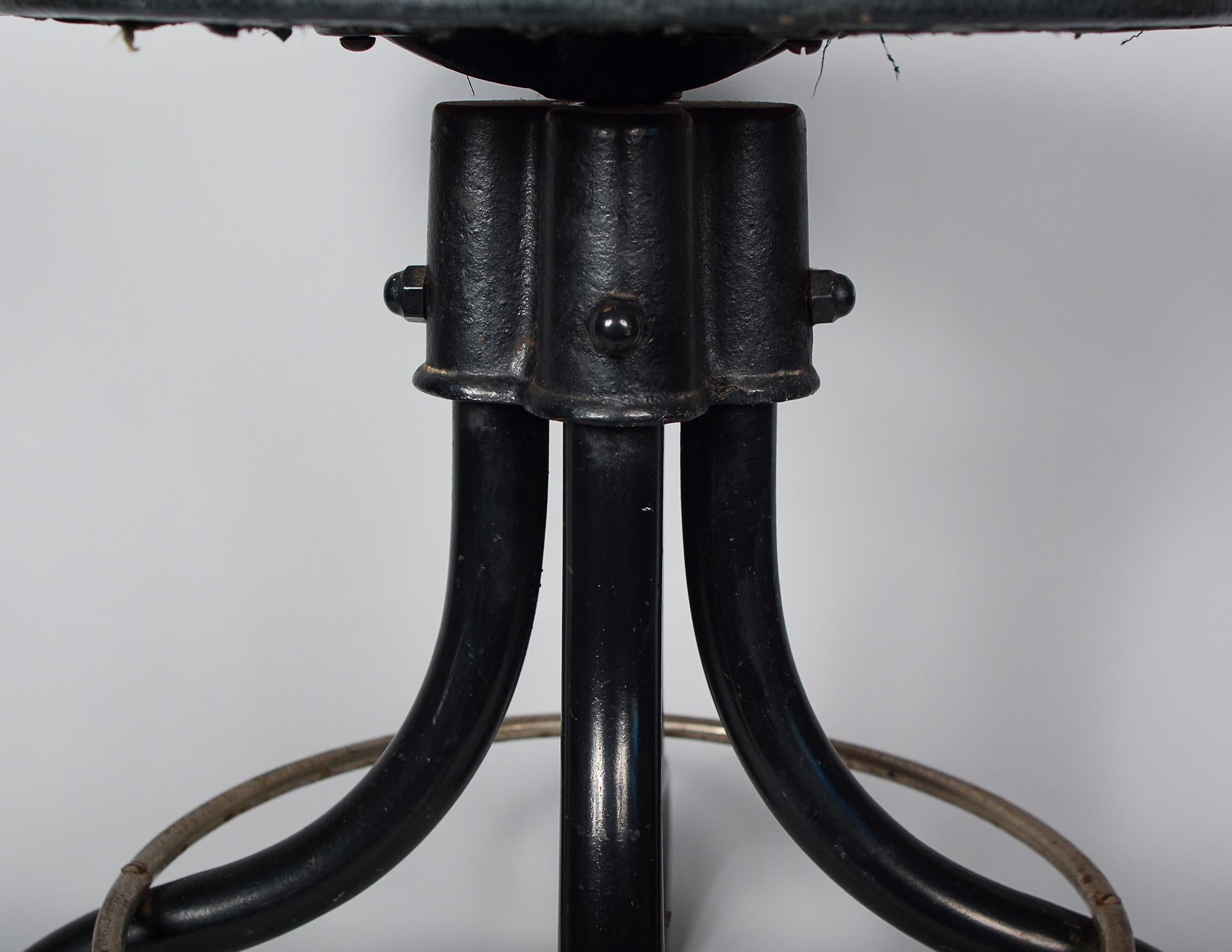 Adjustable Industrial Steel Stool by Hamilton Manufacturing In Fair Condition For Sale In San Mateo, CA