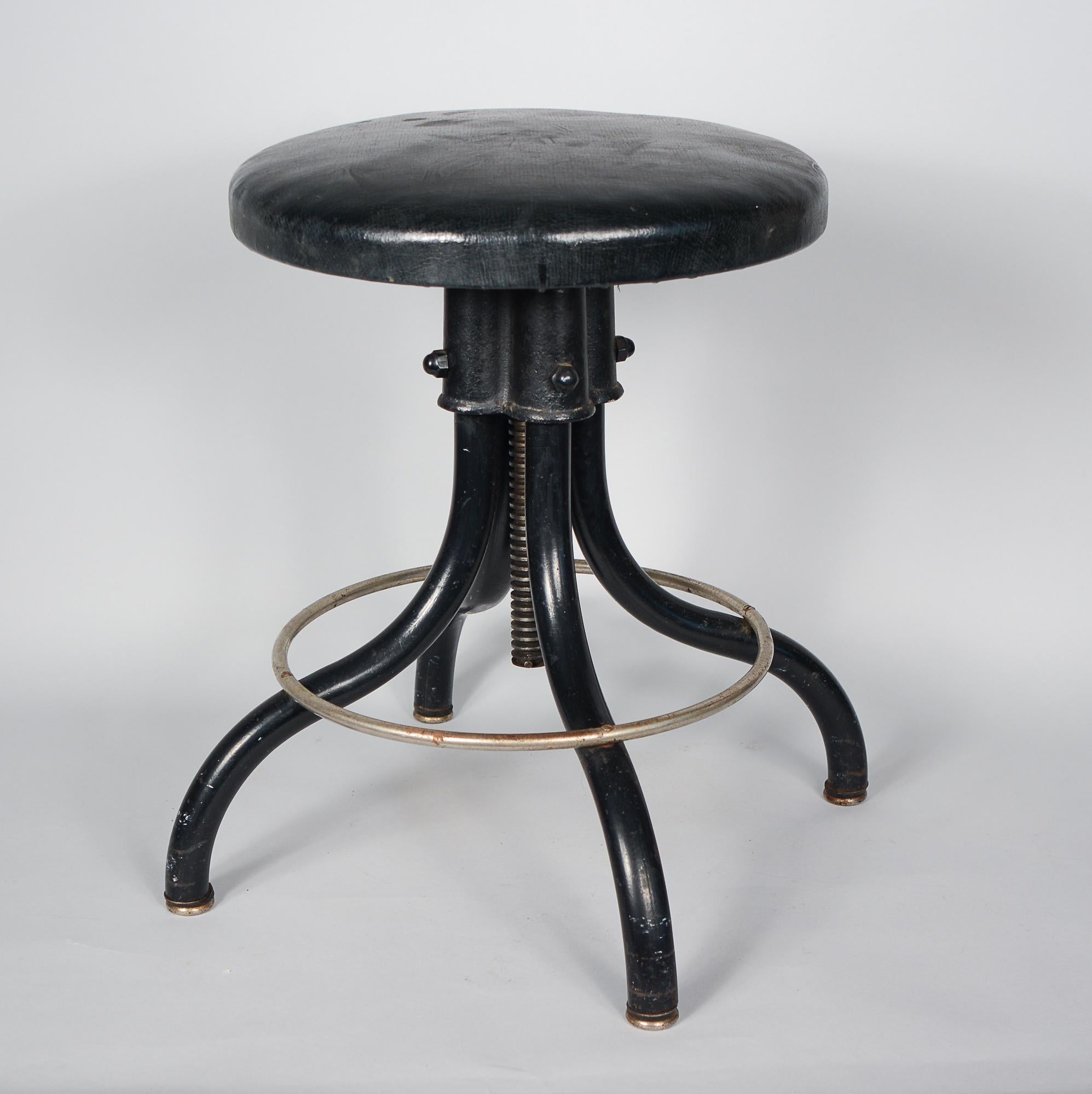 20th Century Adjustable Industrial Steel Stool by Hamilton Manufacturing For Sale