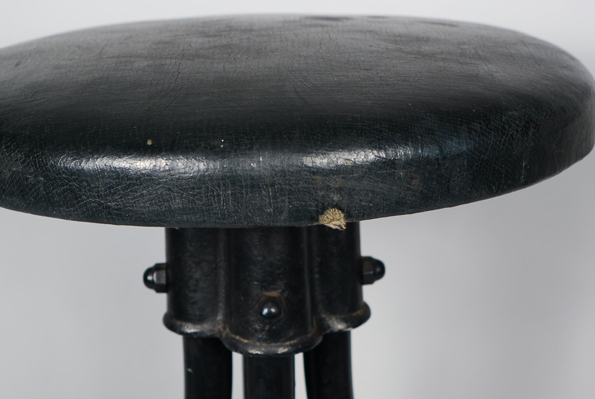 Adjustable Industrial Steel Stool by Hamilton Manufacturing For Sale 2