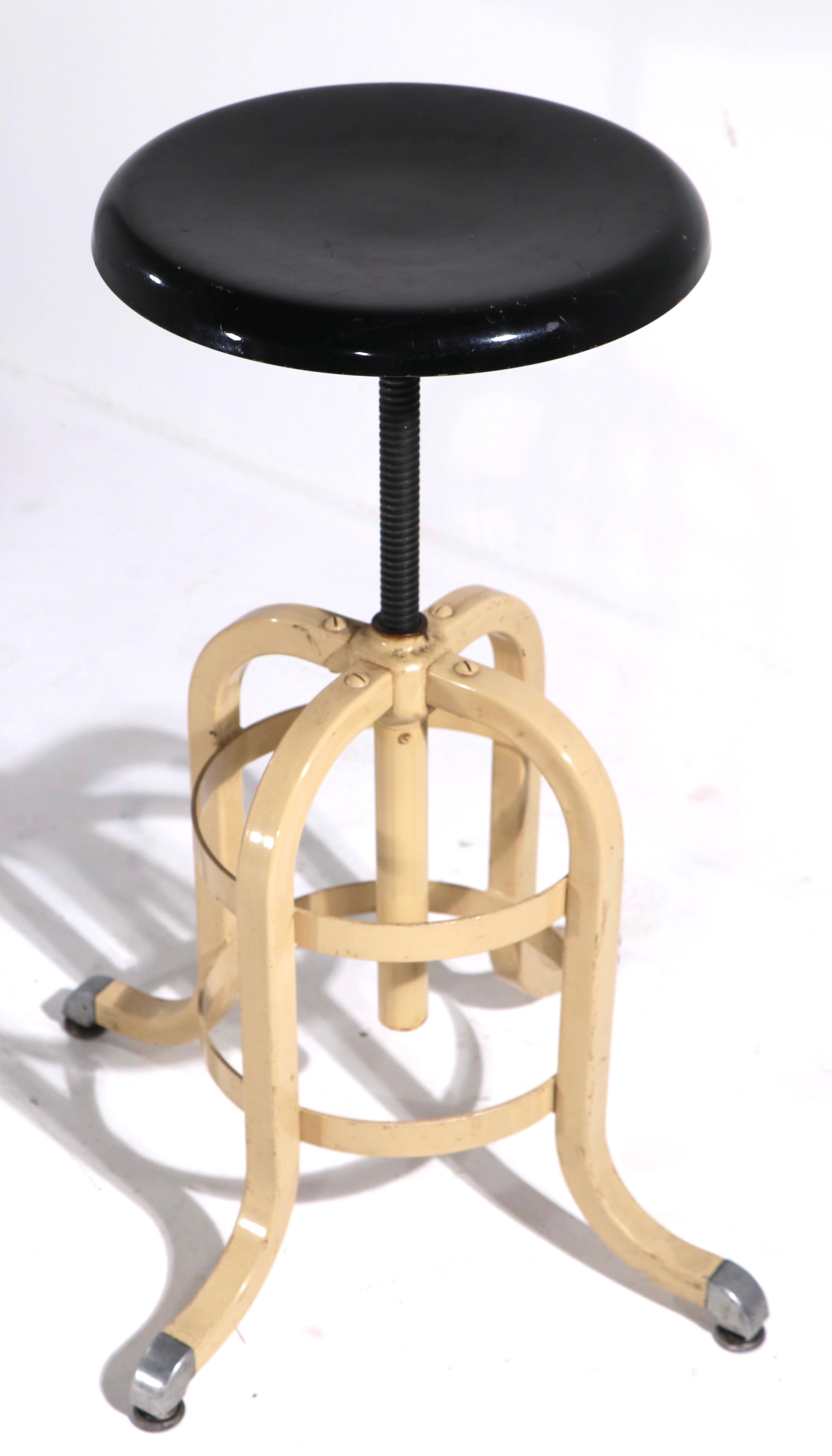 Adjustable Industrial Stool A.S. Aloe In Good Condition In New York, NY