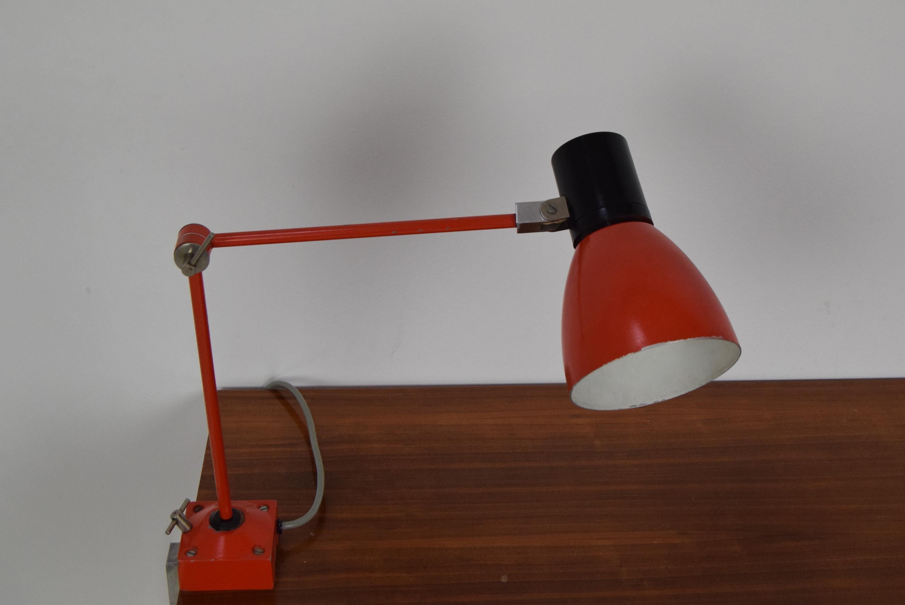 Mid-20th Century Adjustable Industrial Table Lamp, Czechoslovakia, 1960's For Sale