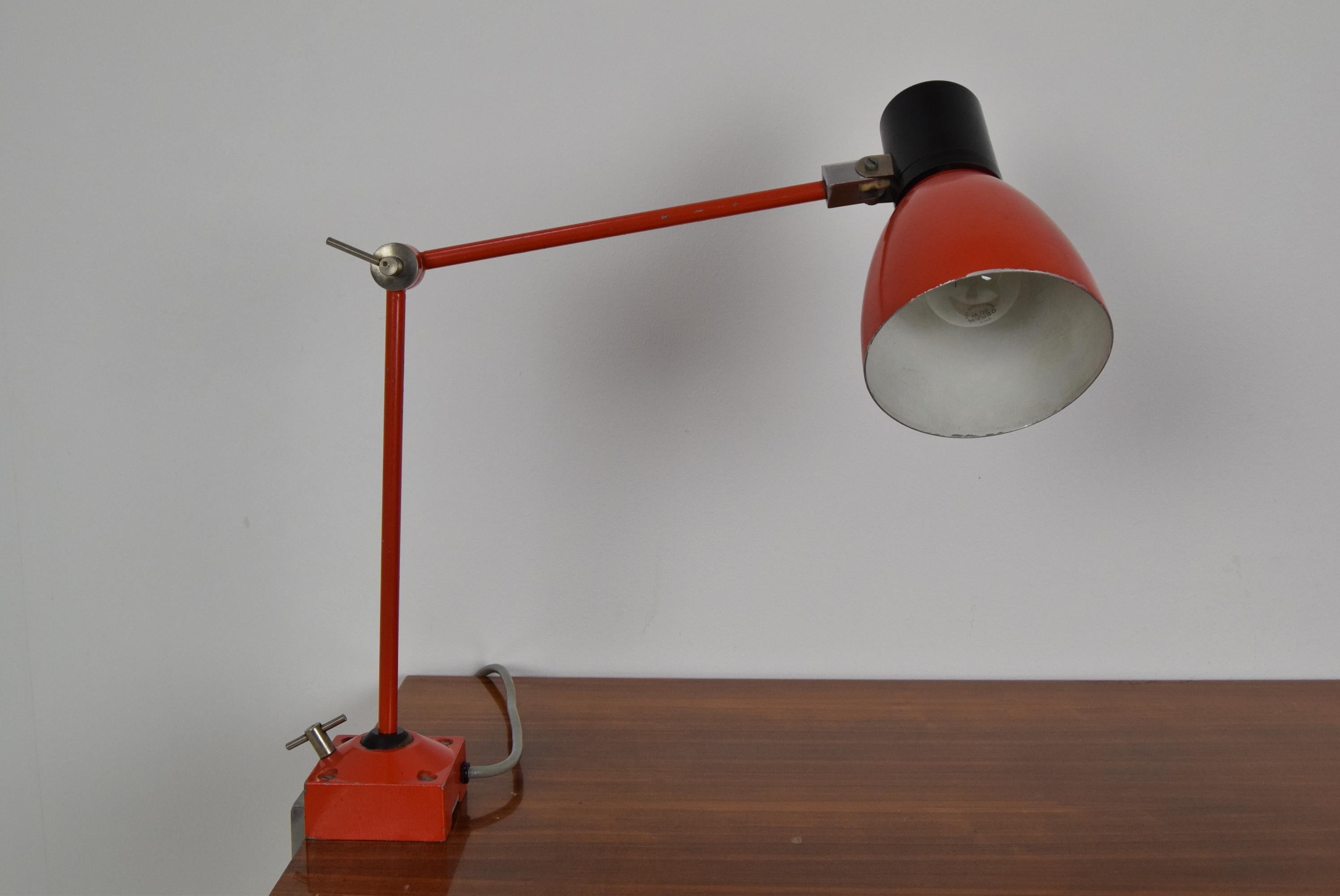 Metal Adjustable Industrial Table Lamp, Czechoslovakia, 1960's For Sale