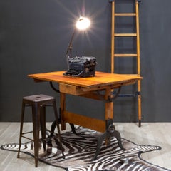 Adjustable Industrial Task Lamp with Glass Shade c.1920