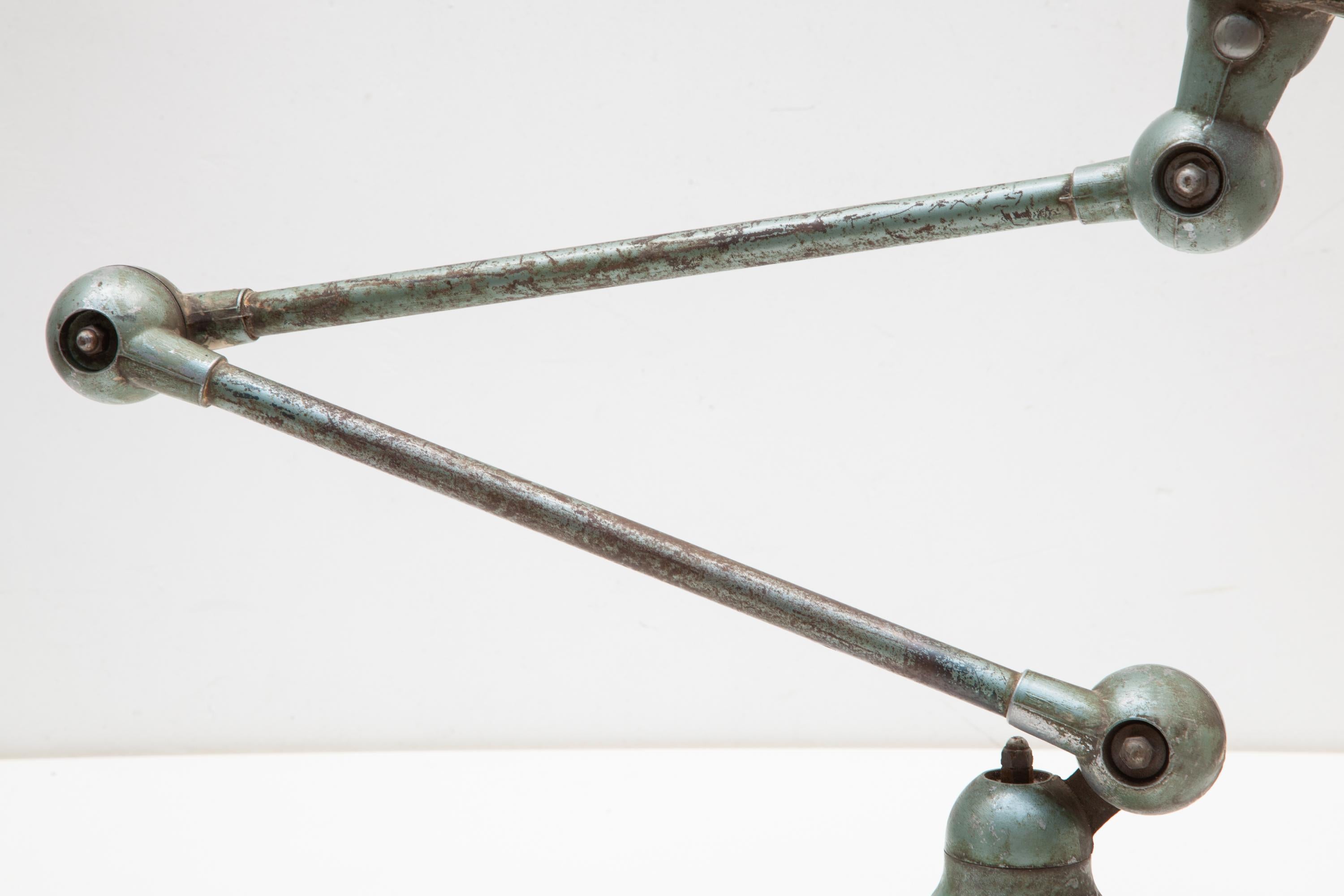French Adjustable Industrial Two-Arm Work Table, Desk Lamp by Jean-Louis Domecq, Jieldé