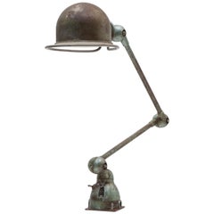 Vintage Adjustable Industrial Two-Arm Work Table, Desk Lamp by Jean-Louis Domecq, Jieldé