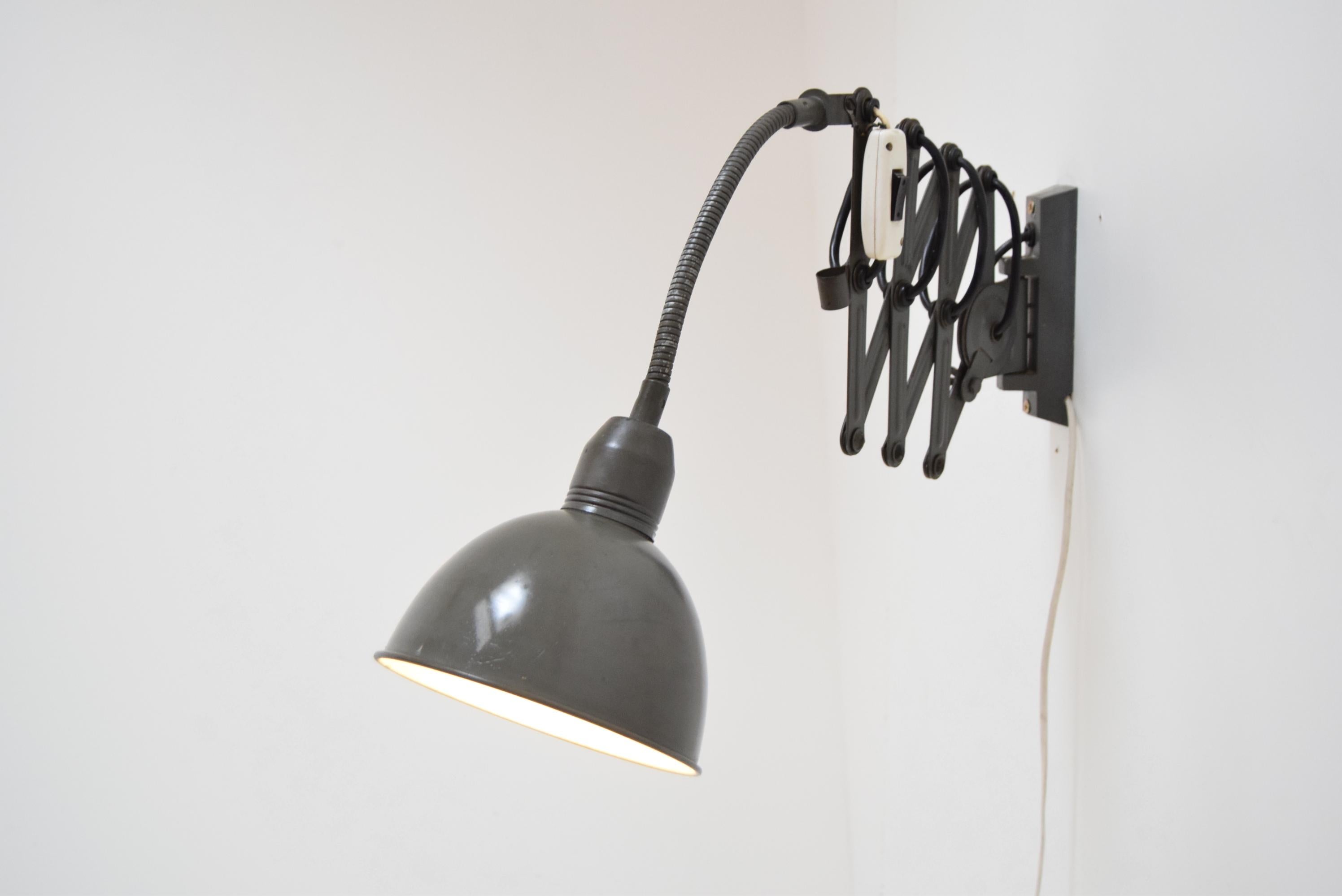 Mid-Century Modern Adjustable Industrial Wall Lamp, Instala Decin, 1960’s For Sale