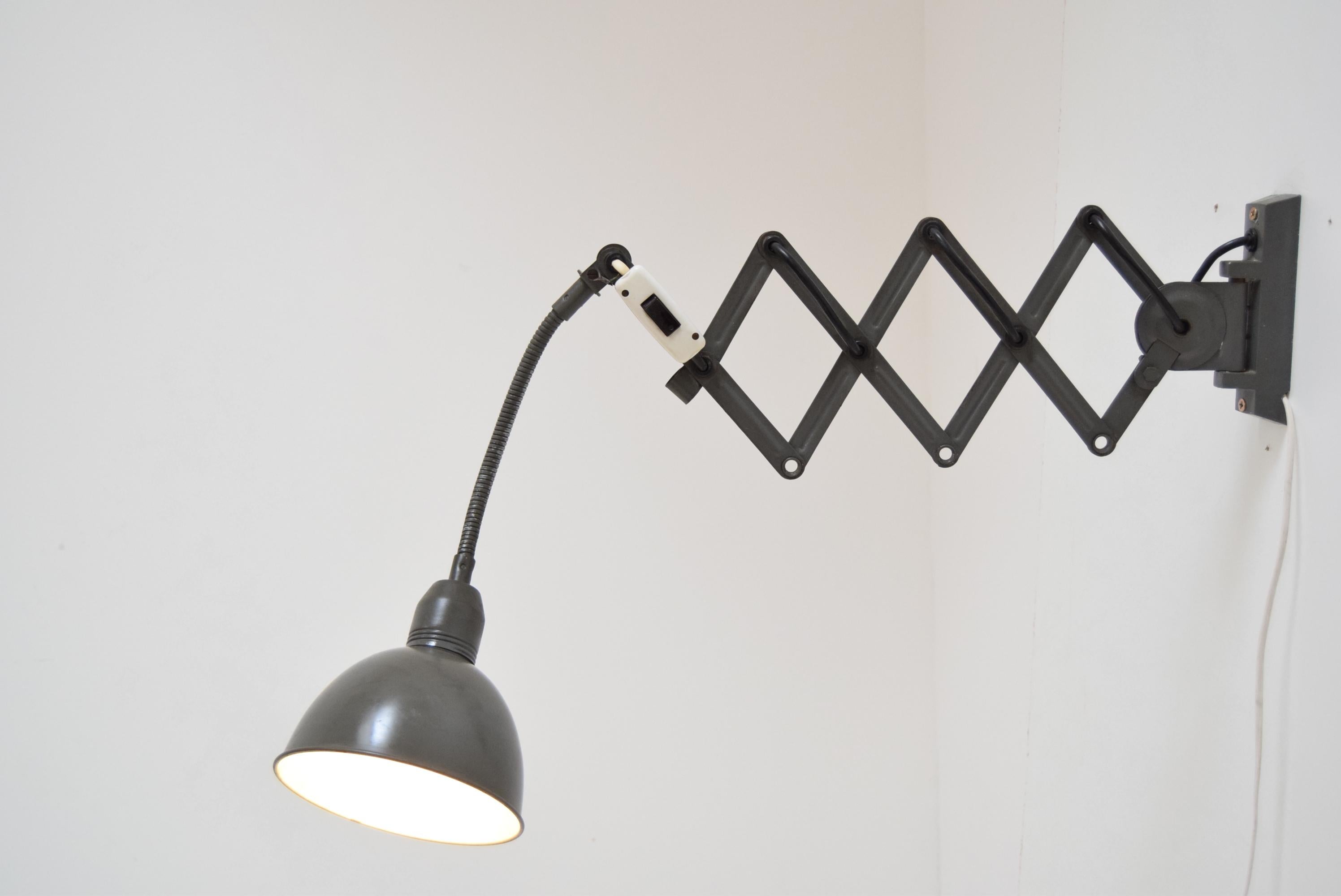 Czech Adjustable Industrial Wall Lamp, Instala Decin, 1960’s For Sale