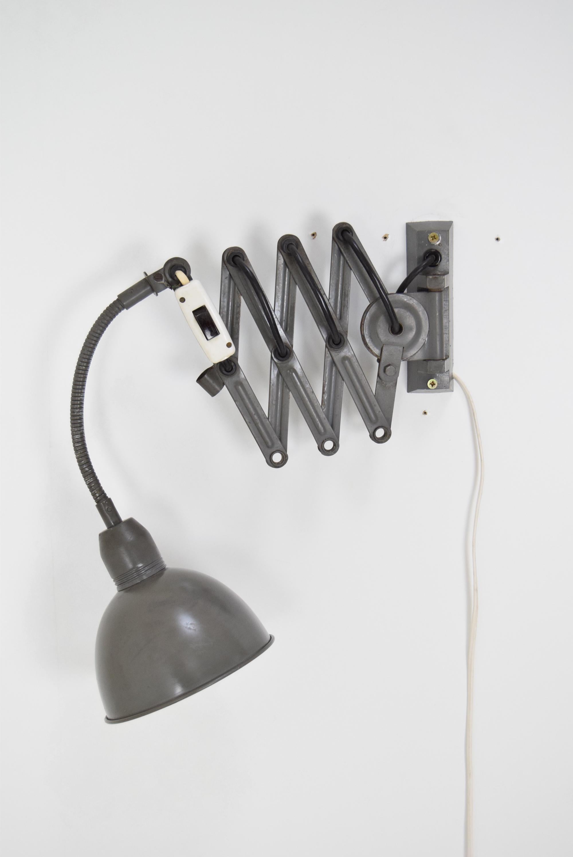 Adjustable Industrial Wall Lamp, Instala Decin, 1960’s In Good Condition For Sale In Praha, CZ