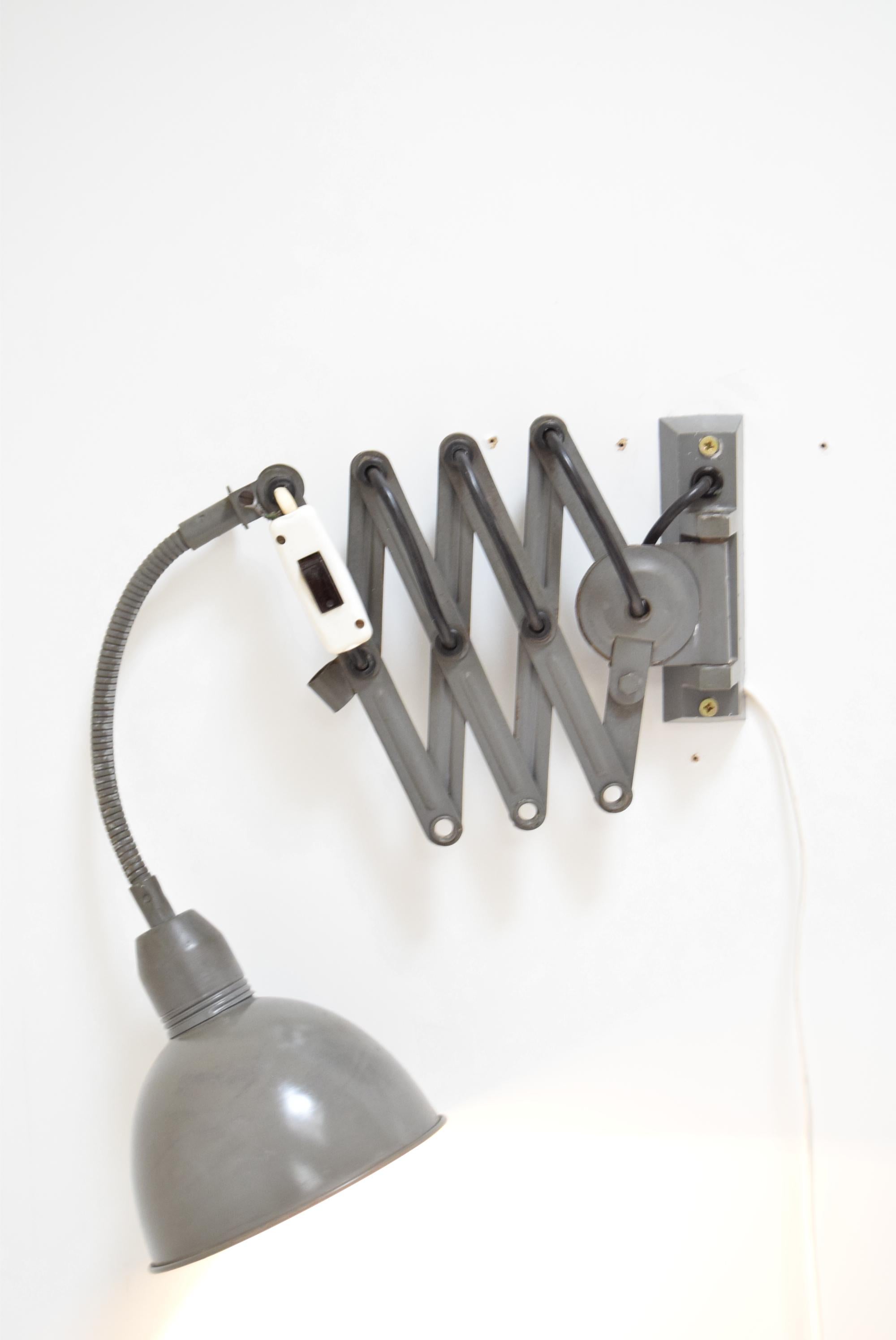Mid-20th Century Adjustable Industrial Wall Lamp, Instala Decin, 1960’s For Sale