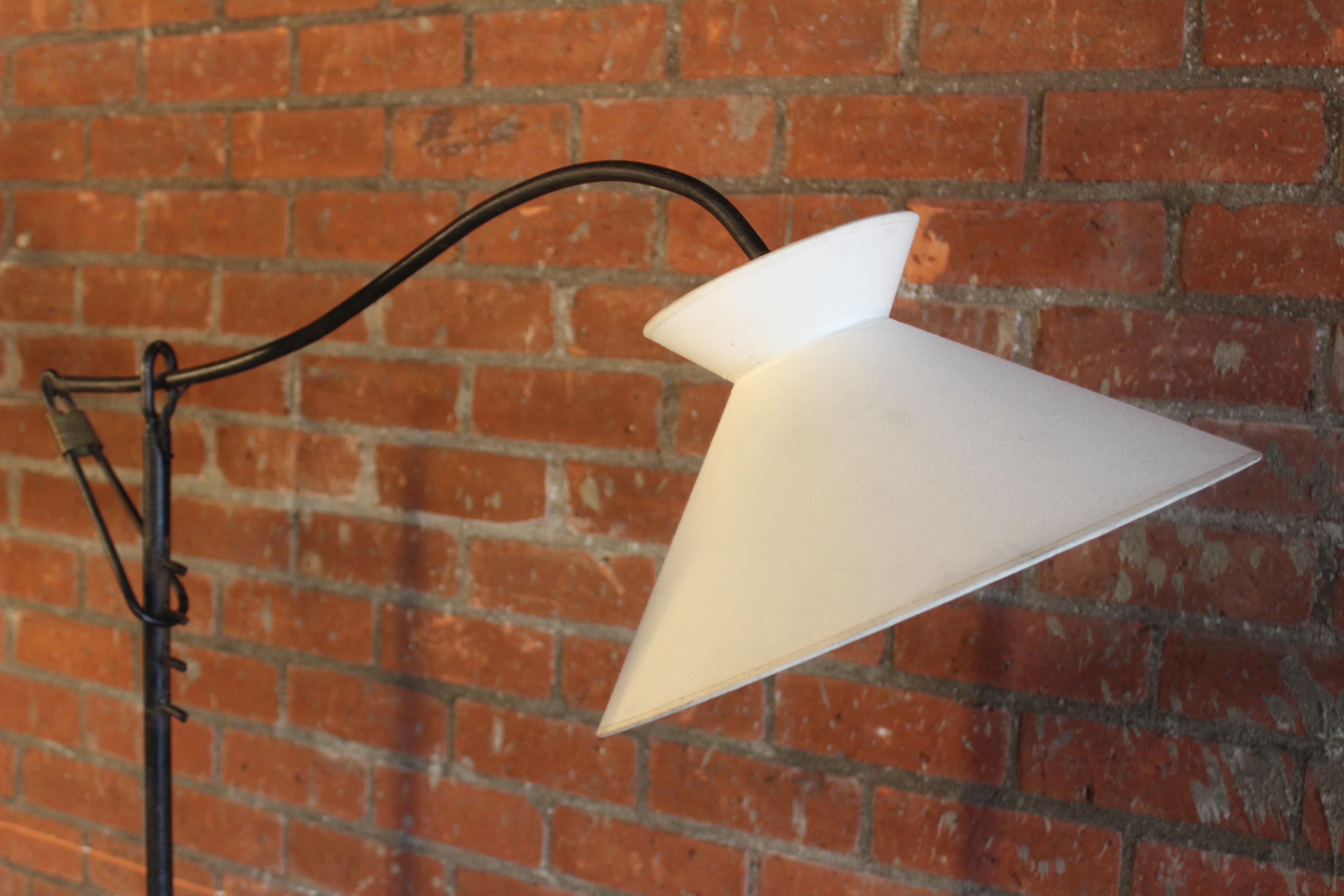 Adjustable Iron Floor Lamp Attributed to Jacques Adnet, France, 1950s. One Avail For Sale 3