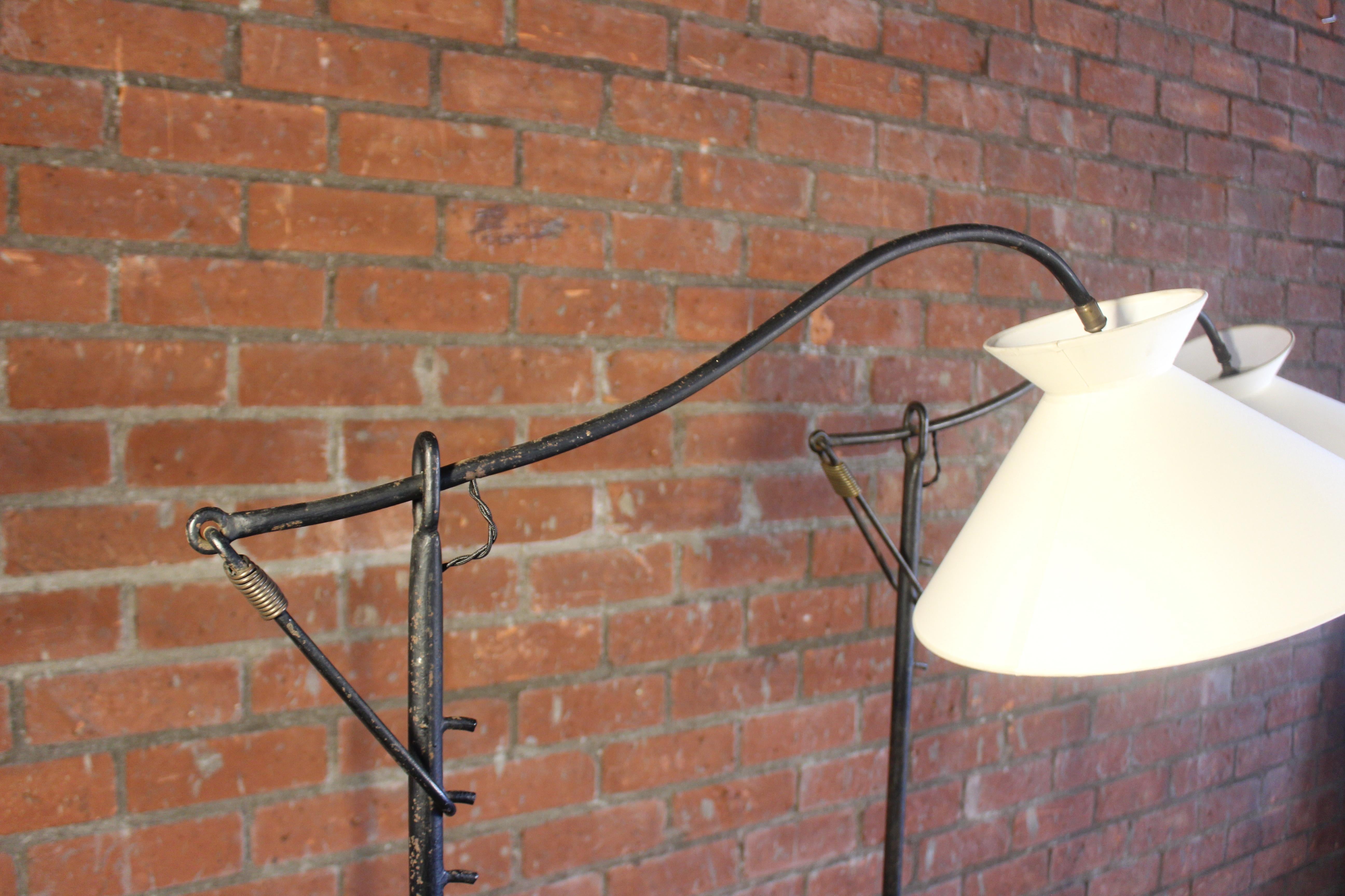 Adjustable Iron Floor Lamp Attributed to Jacques Adnet, France, 1950s. One Avail For Sale 8