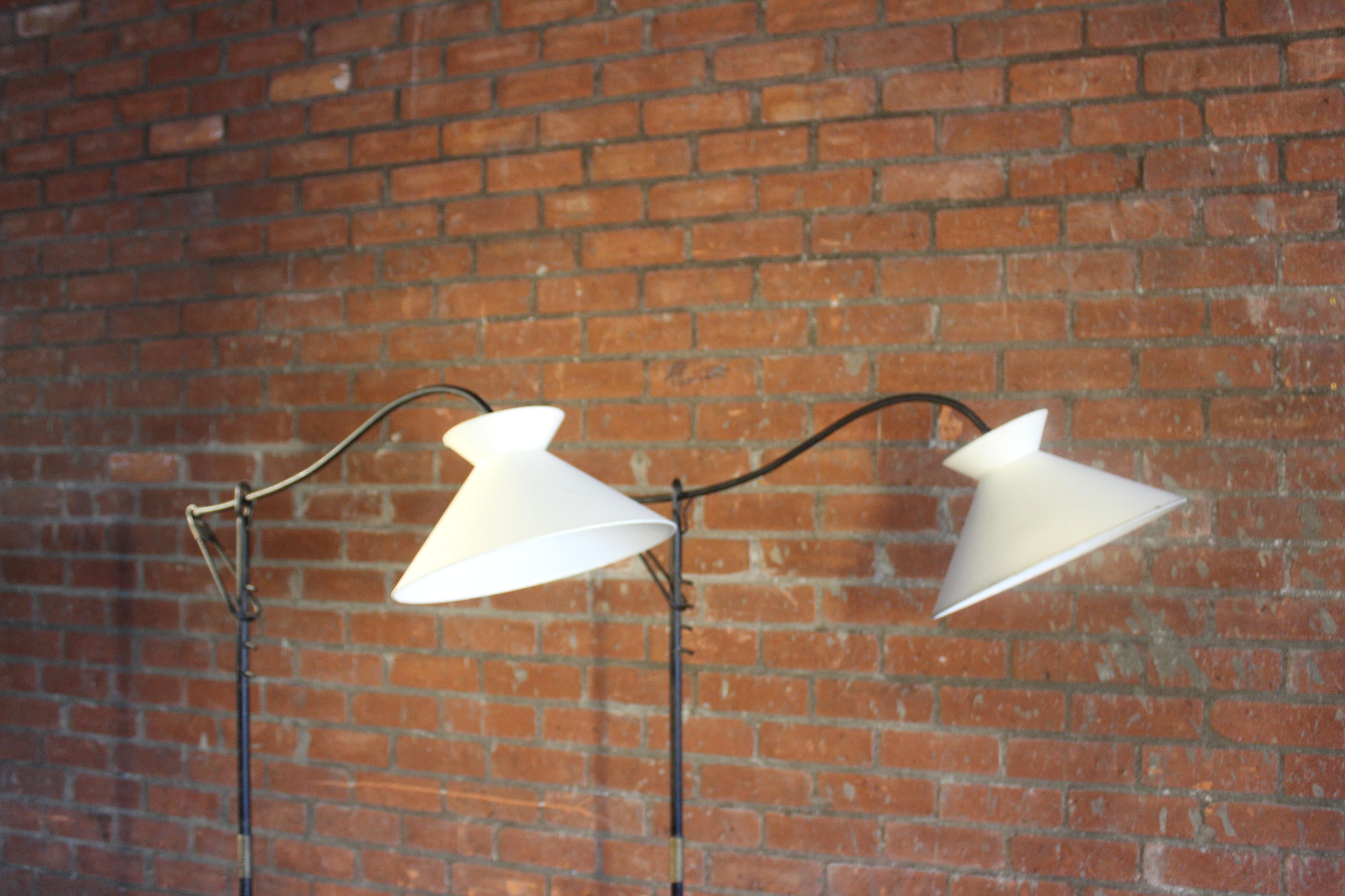 Adjustable Iron Floor Lamp Attributed to Jacques Adnet, France, 1950s. One Avail For Sale 13