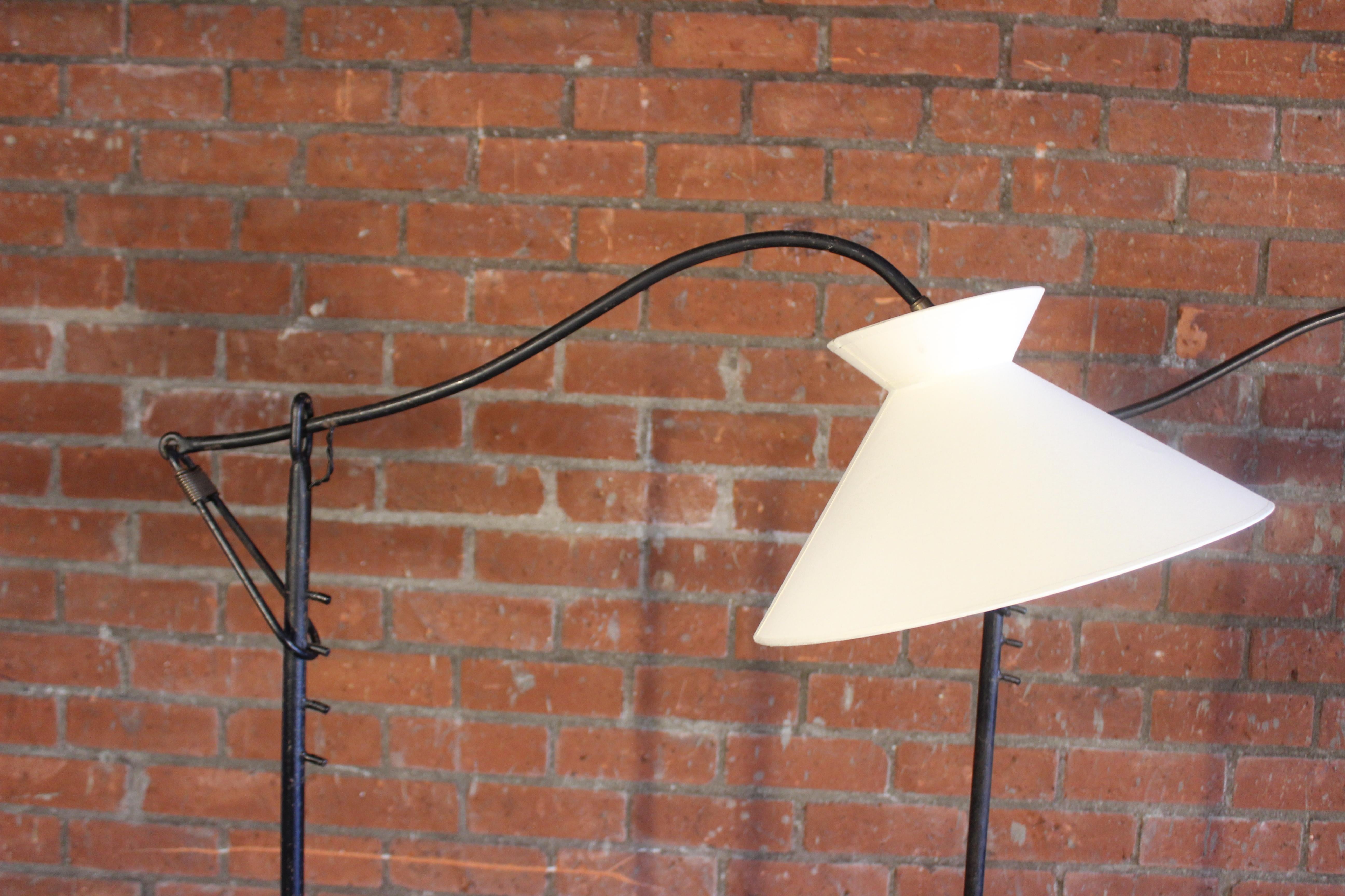 Adjustable Iron Floor Lamp Attributed to Jacques Adnet, France, 1950s. One Avail For Sale 2