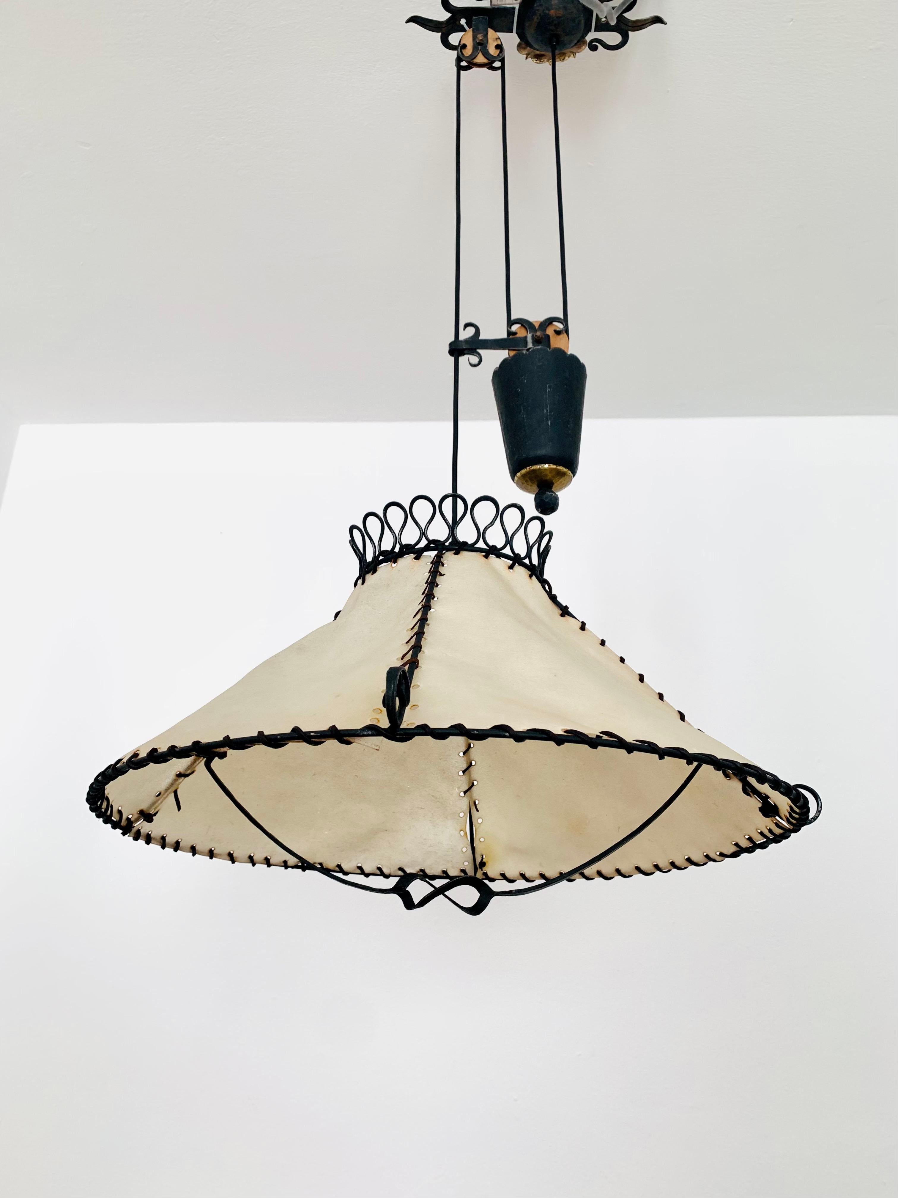 Scandinavian Modern Adjustable Iron Pendant Lamp with Counterweight For Sale