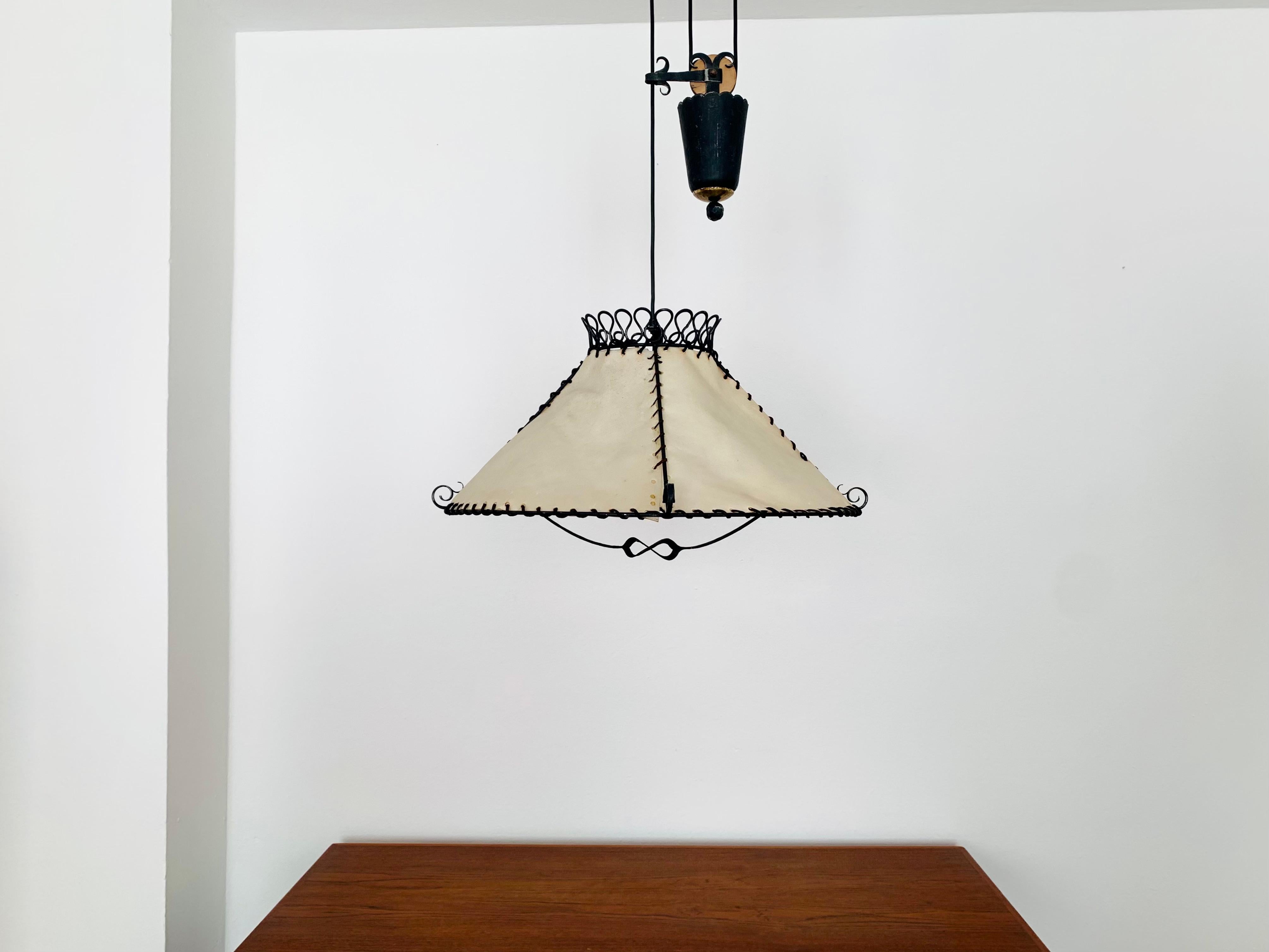 Adjustable Iron Pendant Lamp with Counterweight In Good Condition For Sale In München, DE