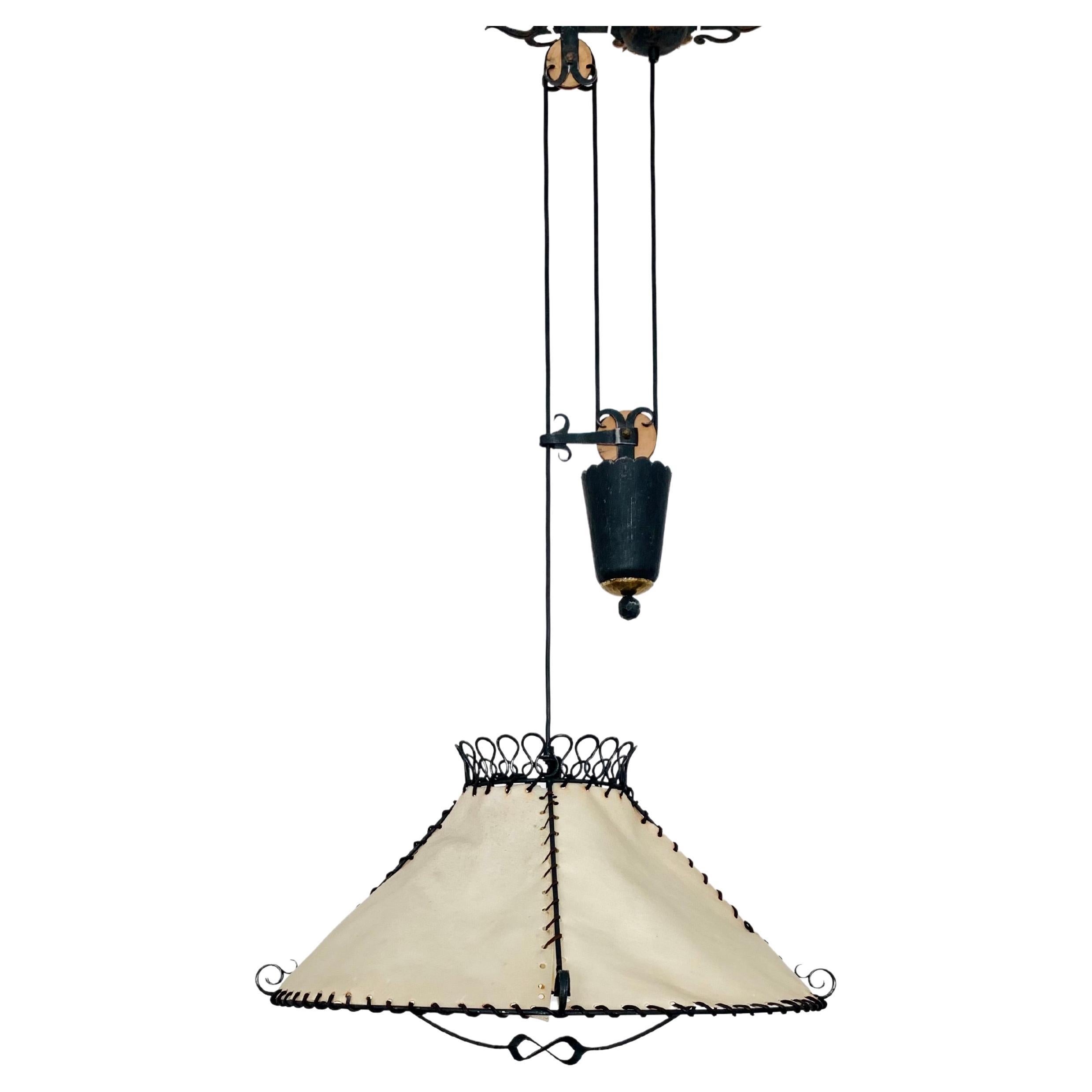 Adjustable Iron Pendant Lamp with Counterweight For Sale