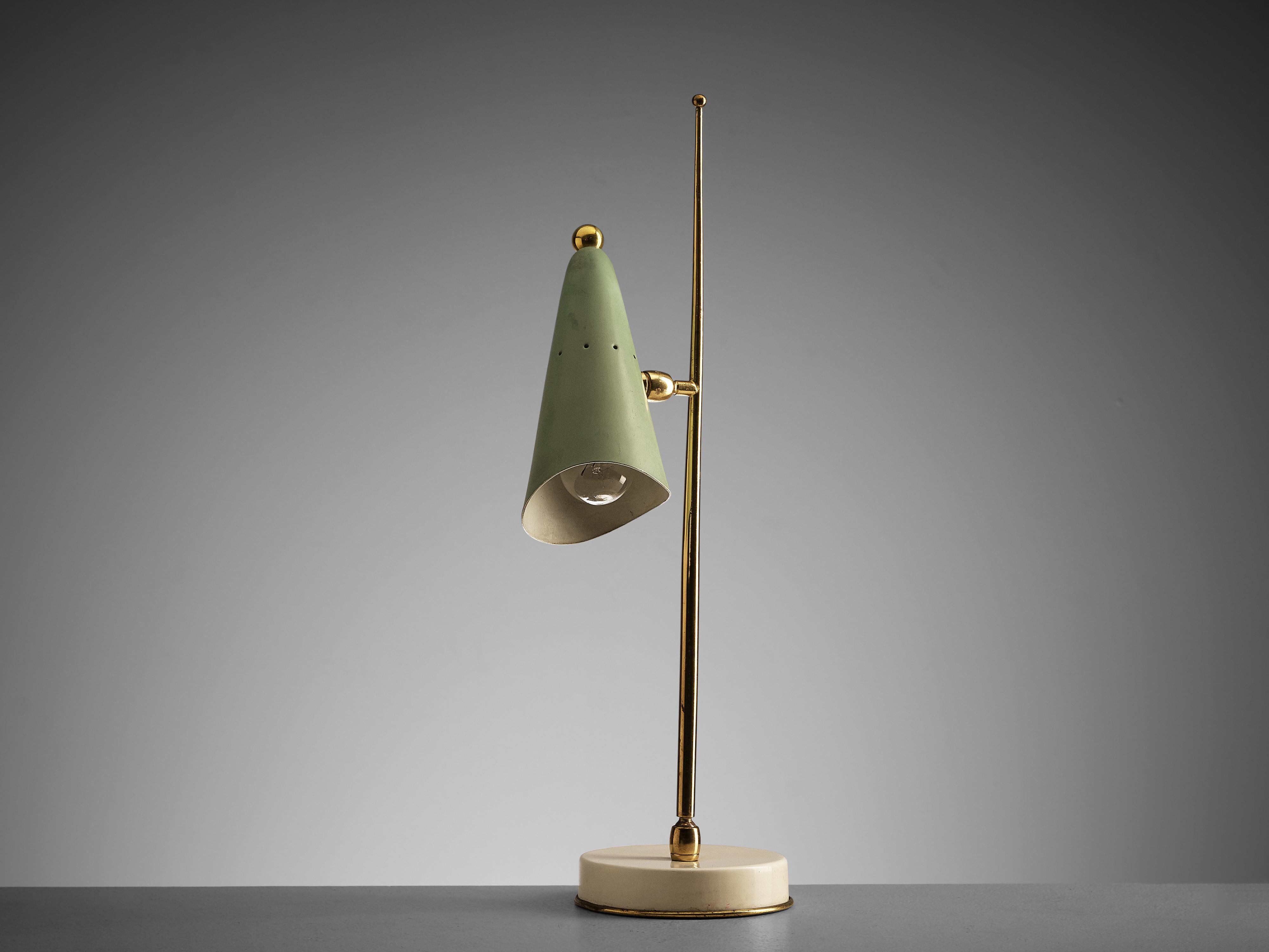 Adjustable Italian Table Lamp with Cone Shaped Shade in Mint Green In Good Condition In Waalwijk, NL