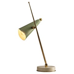 Adjustable Italian Table Lamp with Cone Shaped Shade in Mint Green