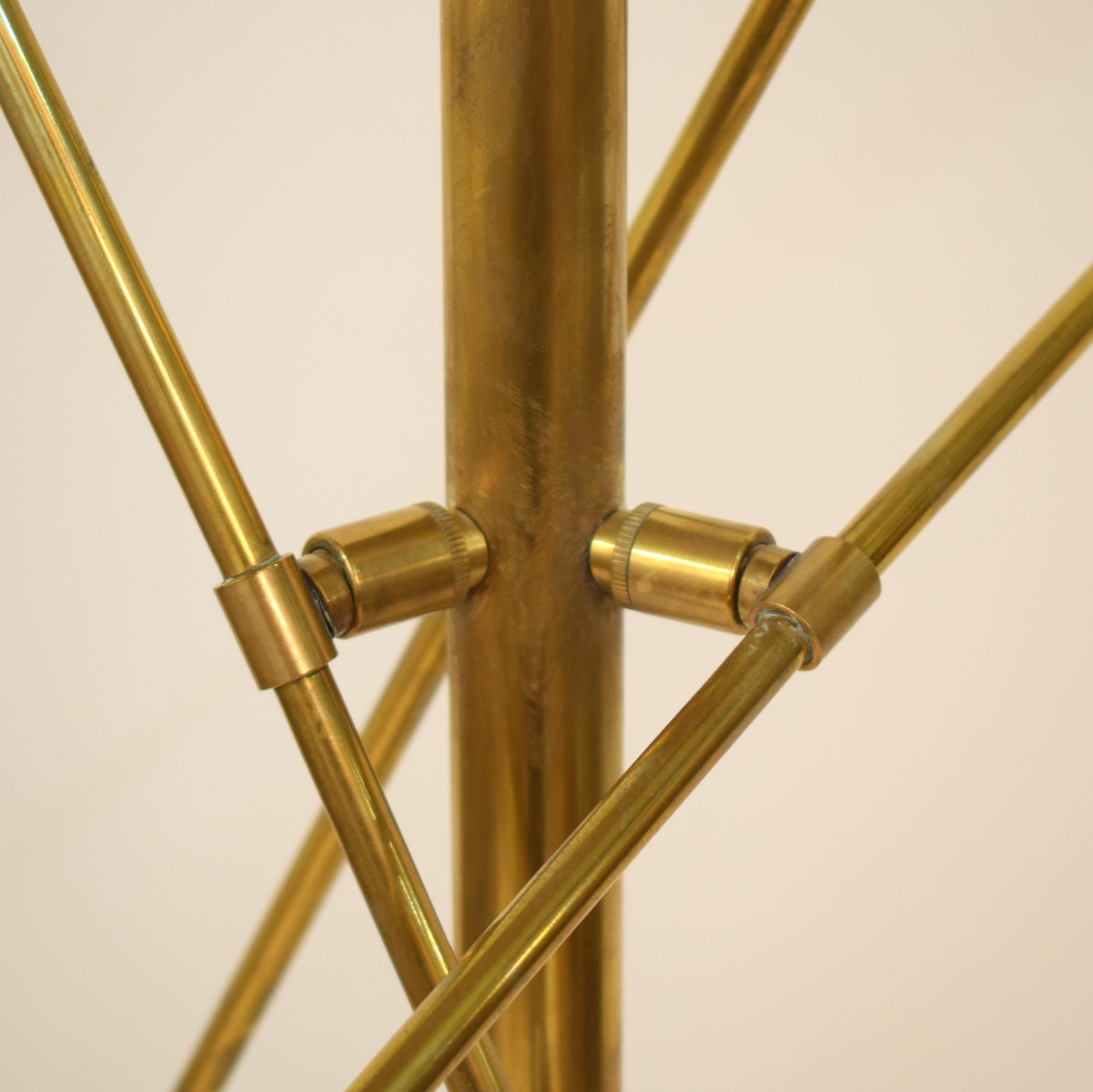 Metal Adjustable Italian Three-Arm Brass & Marble Floor Lamp in the Style of Stilnovo