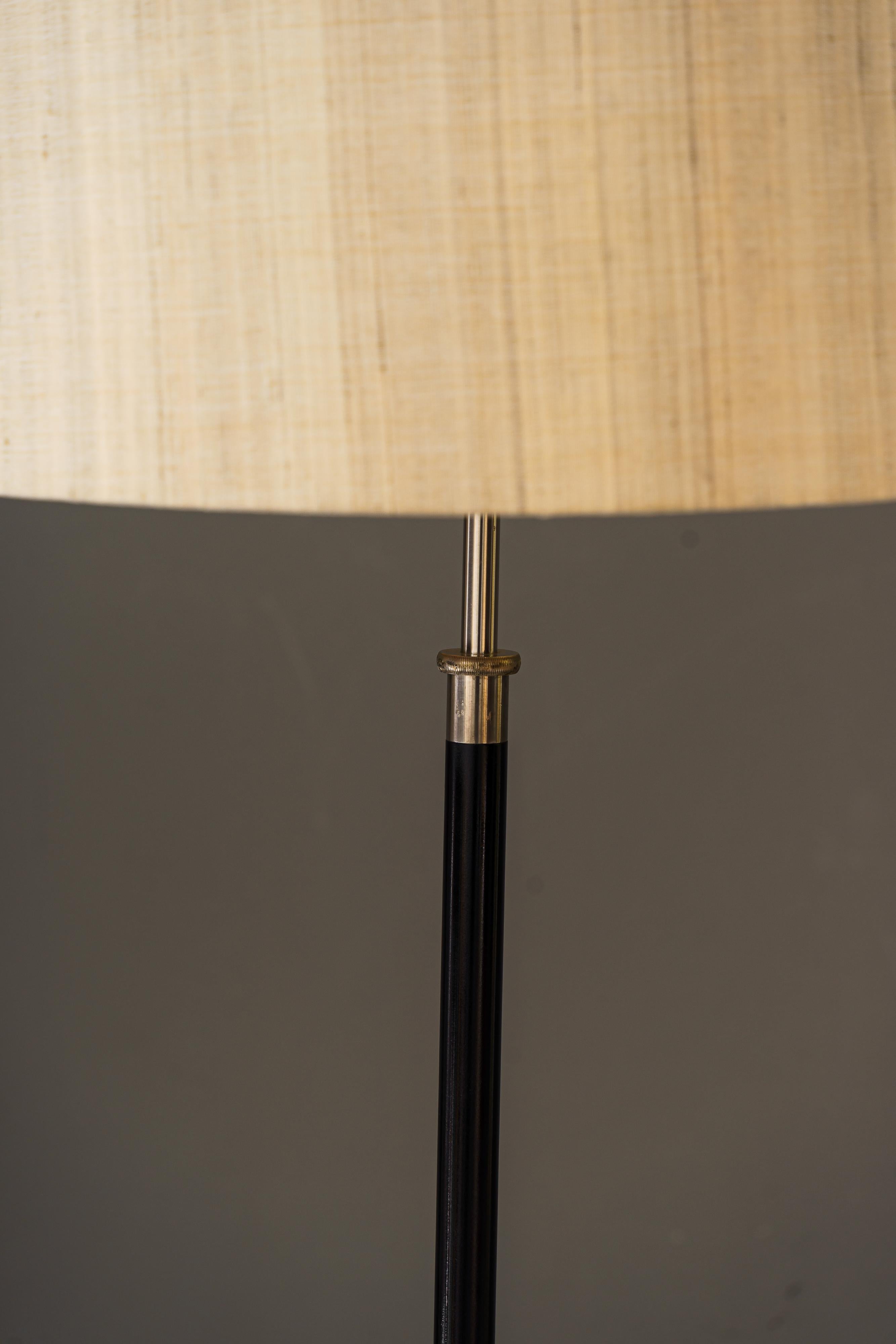 Mid-Century Modern Adjustable J.T.Kalmar Floor Lamp Vienna Around 1950s with Fabric Shade For Sale