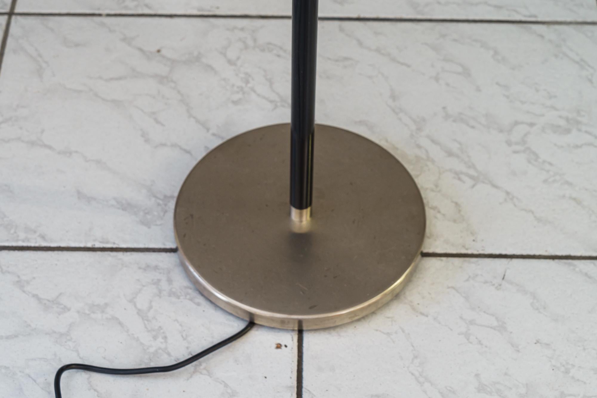 Blackened Adjustable J.T.Kalmar Floor Lamp with Fabric Shade Vienna Around 1950s For Sale