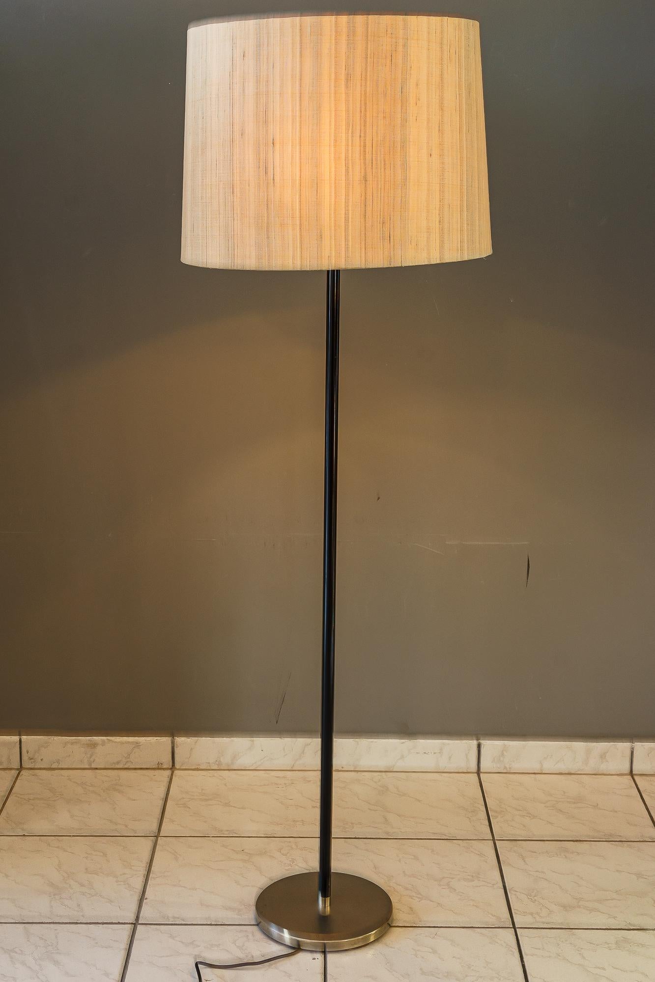 Brass Adjustable J.T.Kalmar Floor Lamp with Fabric Shade Vienna Around 1950s For Sale