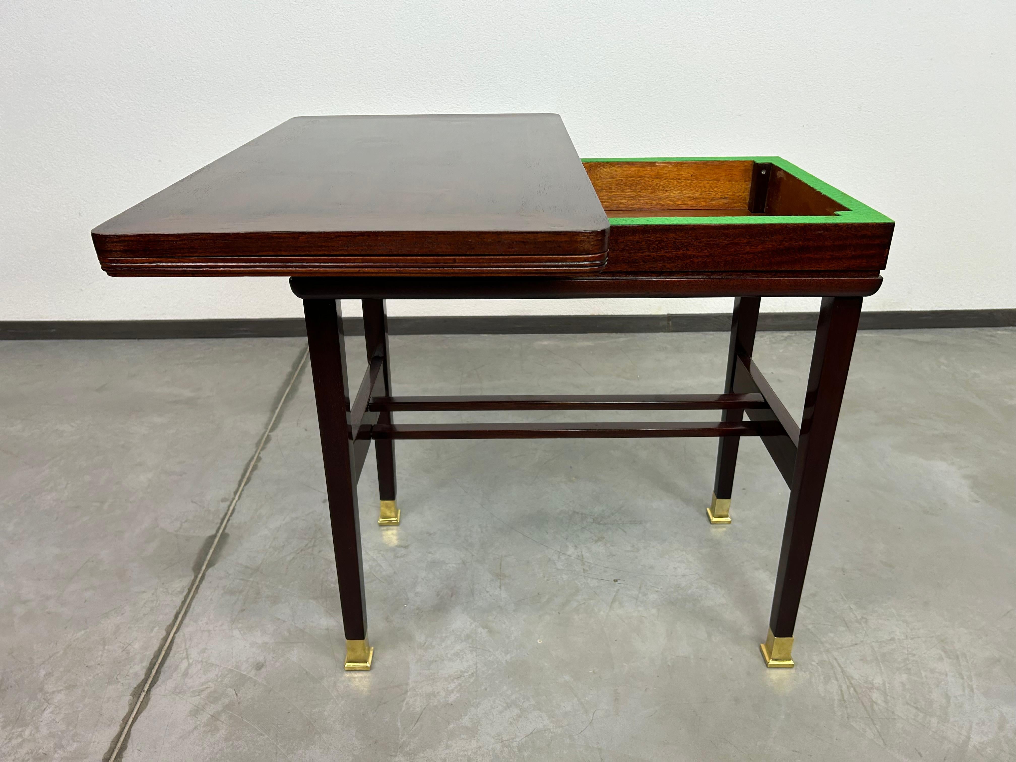 Brass Adjustable jugendstil card table by Portois & Fix