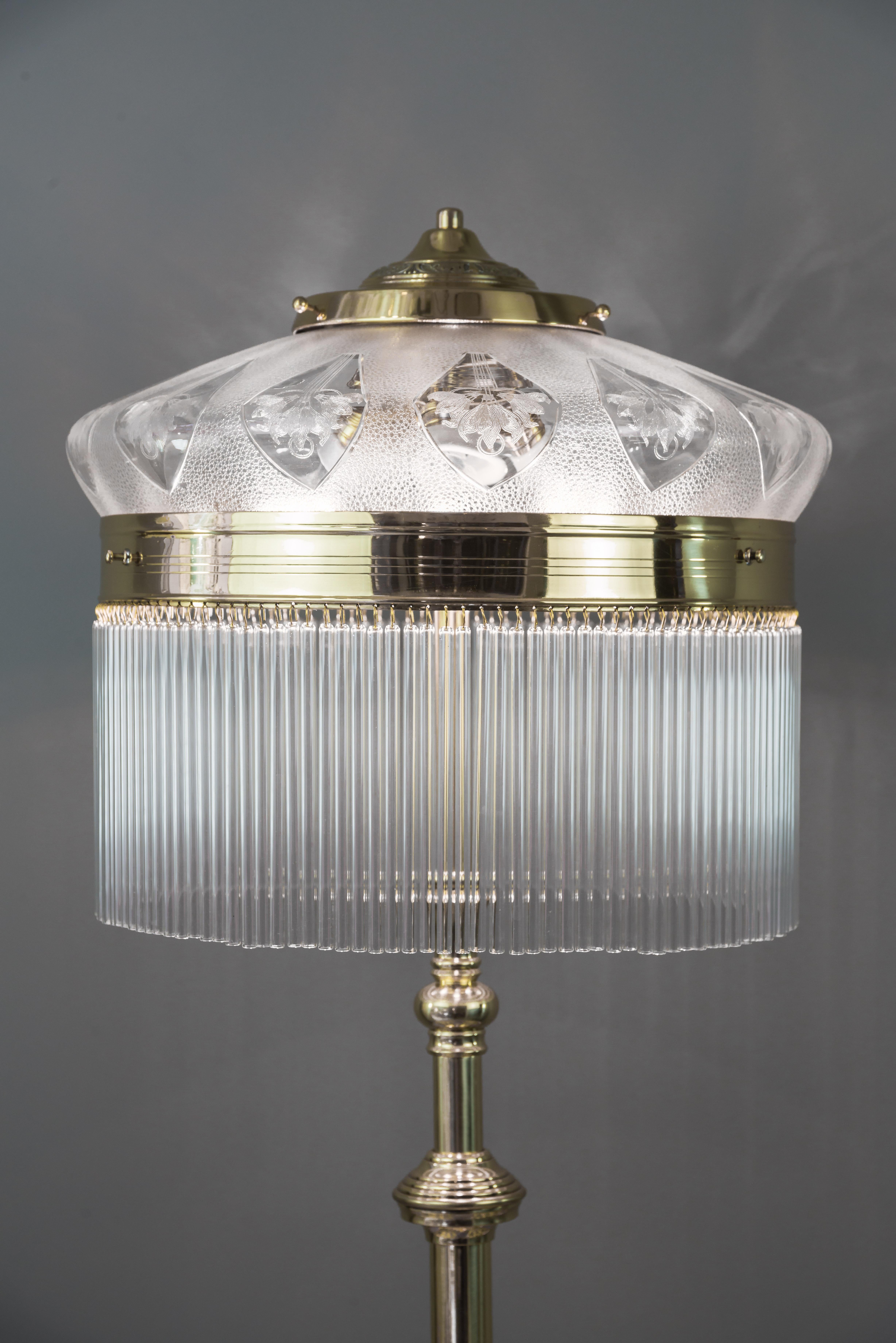 Adjustable Jugendstil Floor Lamp with Original Antique Glass Shade, circa 1908 3