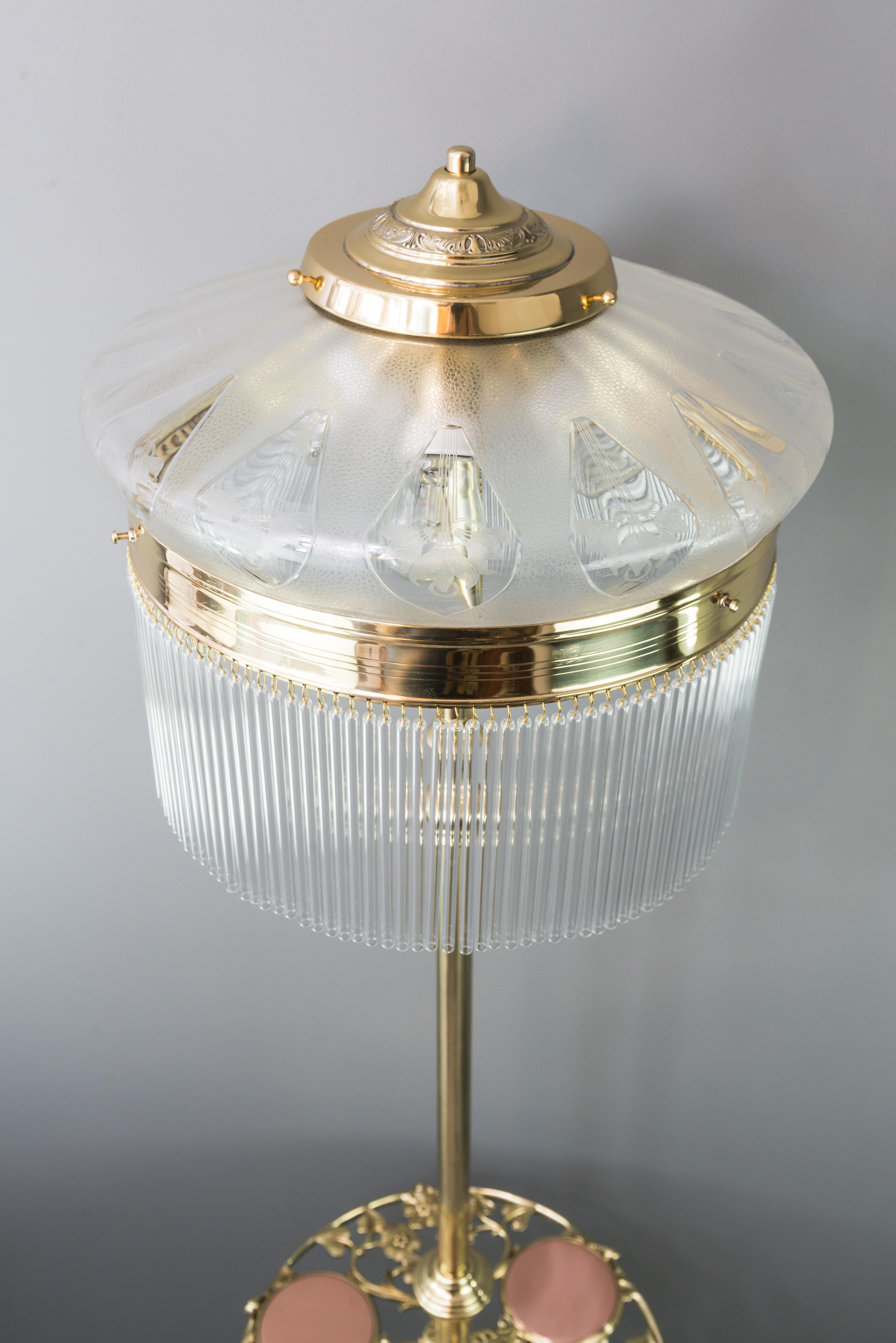 Adjustable Jugendstil Floor Lamp with Original Antique Glass Shade, circa 1908 9
