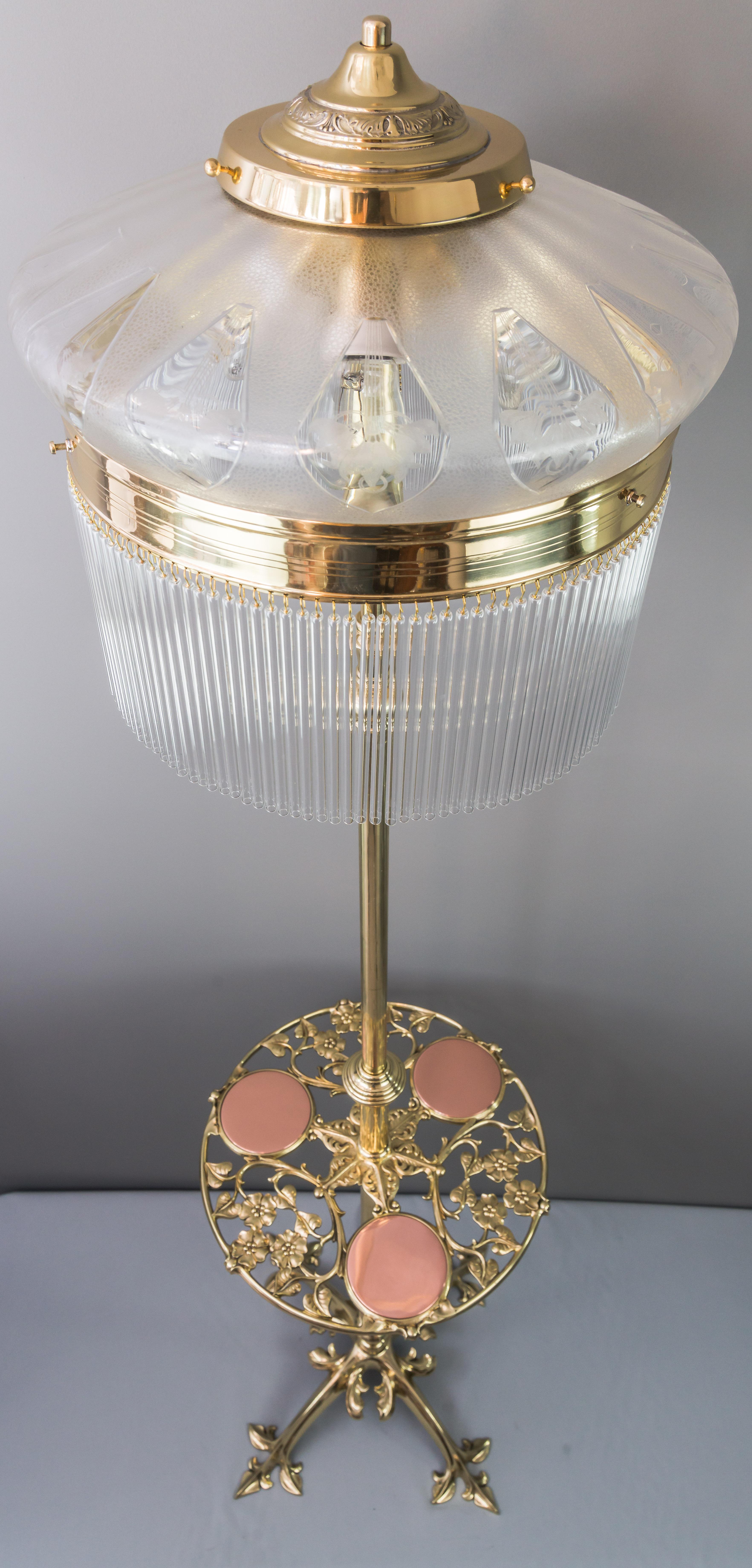 Adjustable Jugendstil Floor Lamp with Original Antique Glass Shade, circa 1908 10