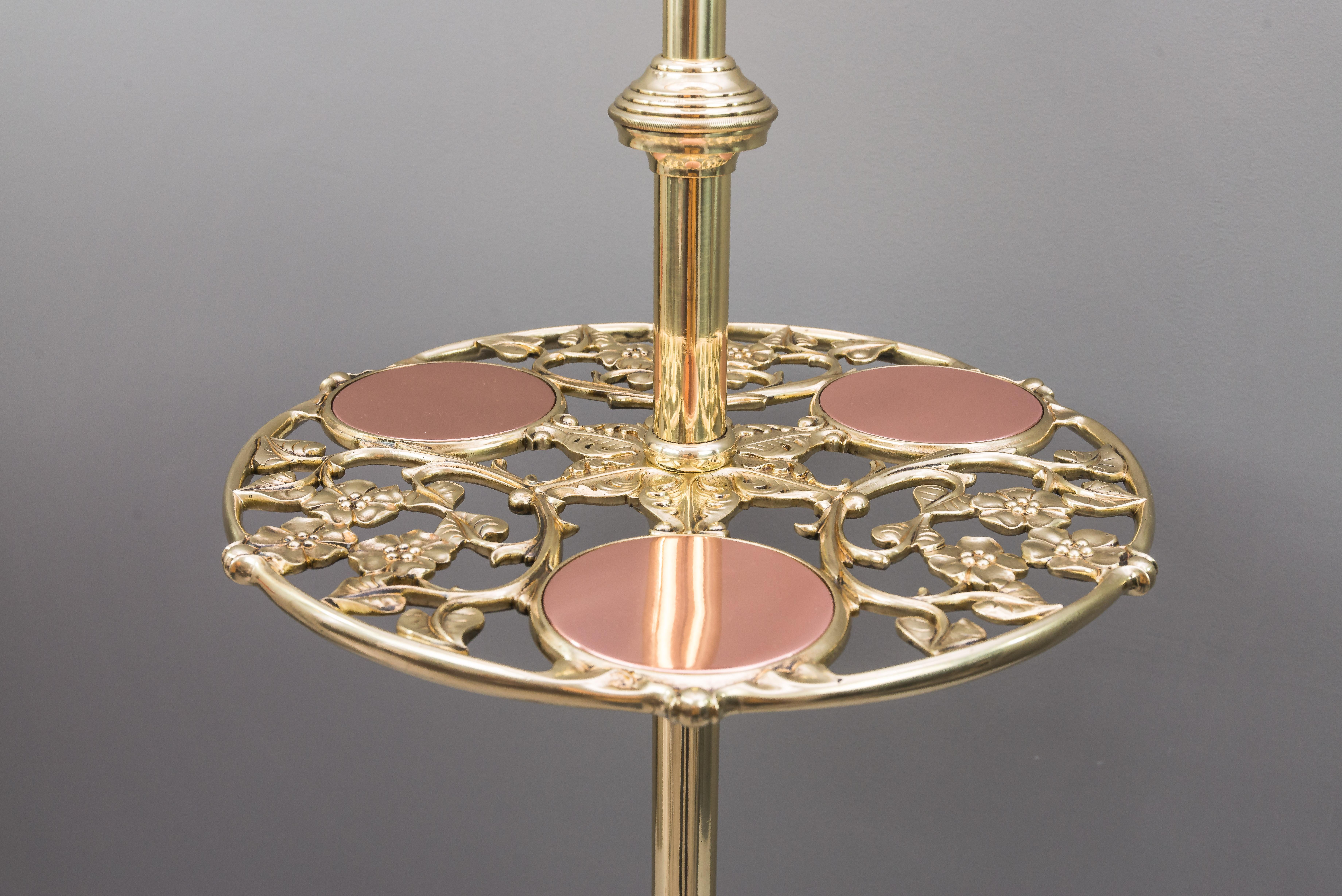 Early 20th Century Adjustable Jugendstil Floor Lamp with Original Antique Glass Shade, circa 1908