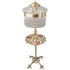 Adjustable Jugendstil Floor Lamp with Original Antique Glass Shade, circa 1908