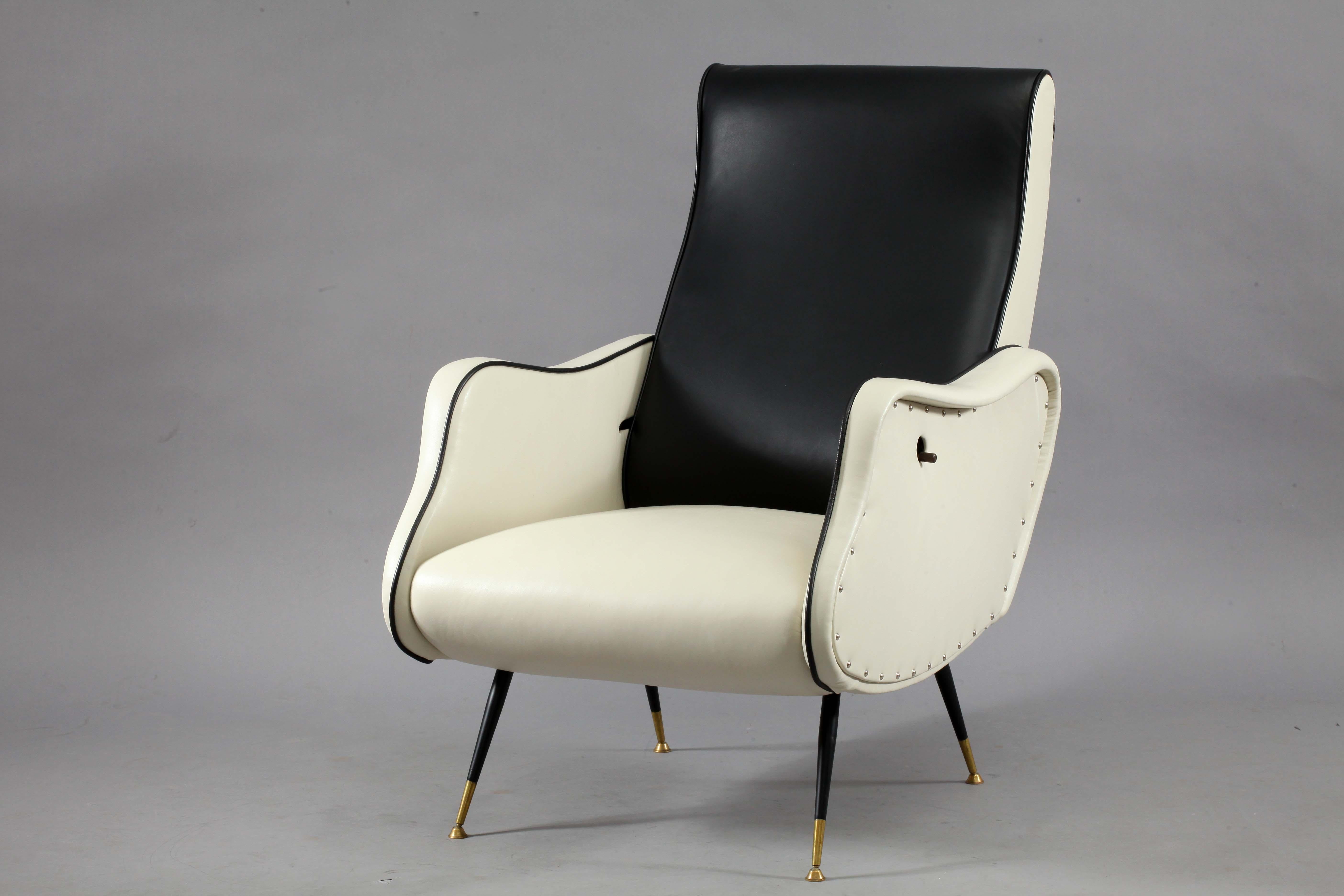 Brass Adjustable Lady Chair Attributed to Marco Zanuso, Italy, 1950