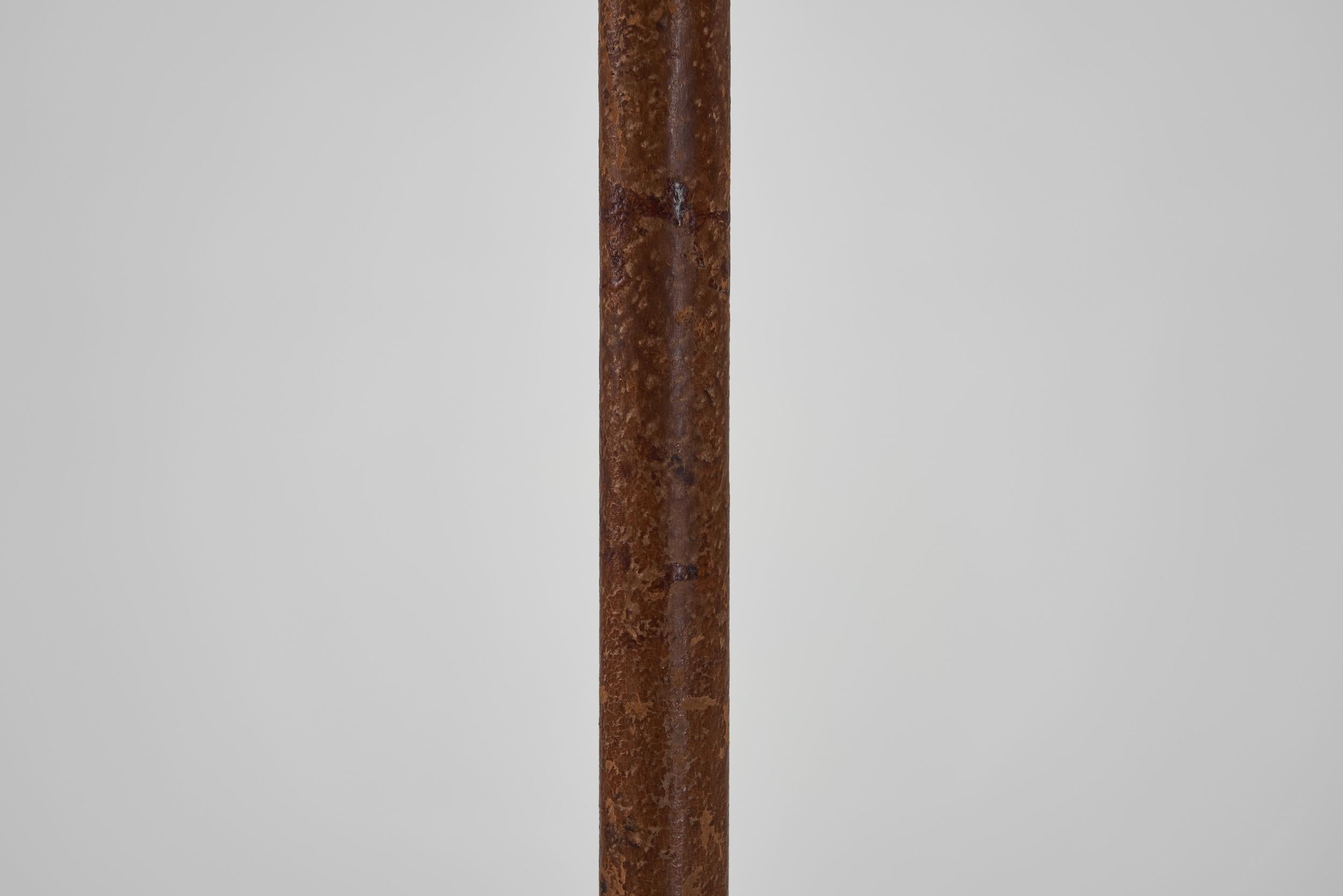 Adjustable Leather Floor Lamp with Brass Tripod Base, Europe ca 1950s For Sale 10