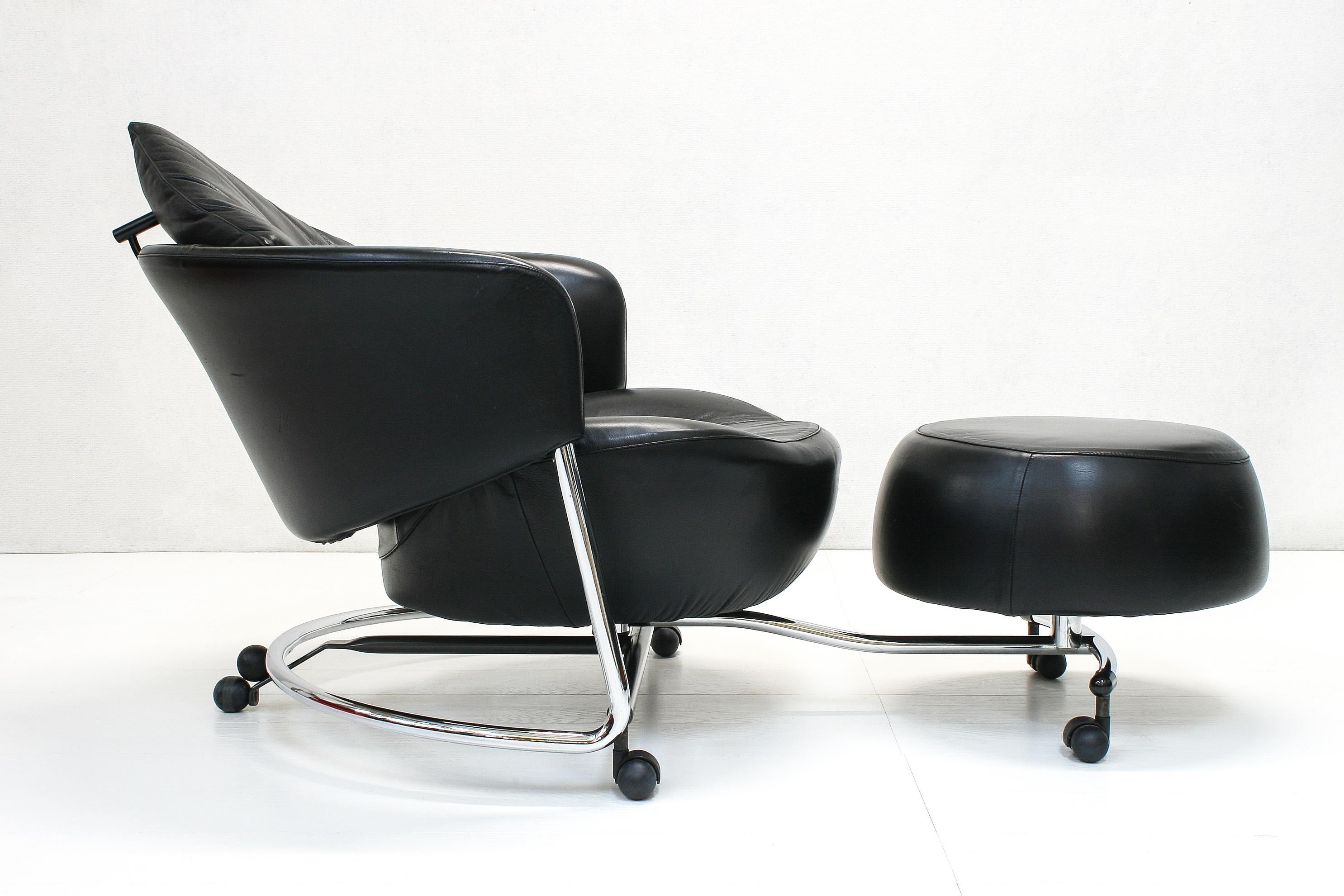 Adjustable Leather Girotonda Lounge Chair by Francesco Binfaré for Cassina For Sale 7