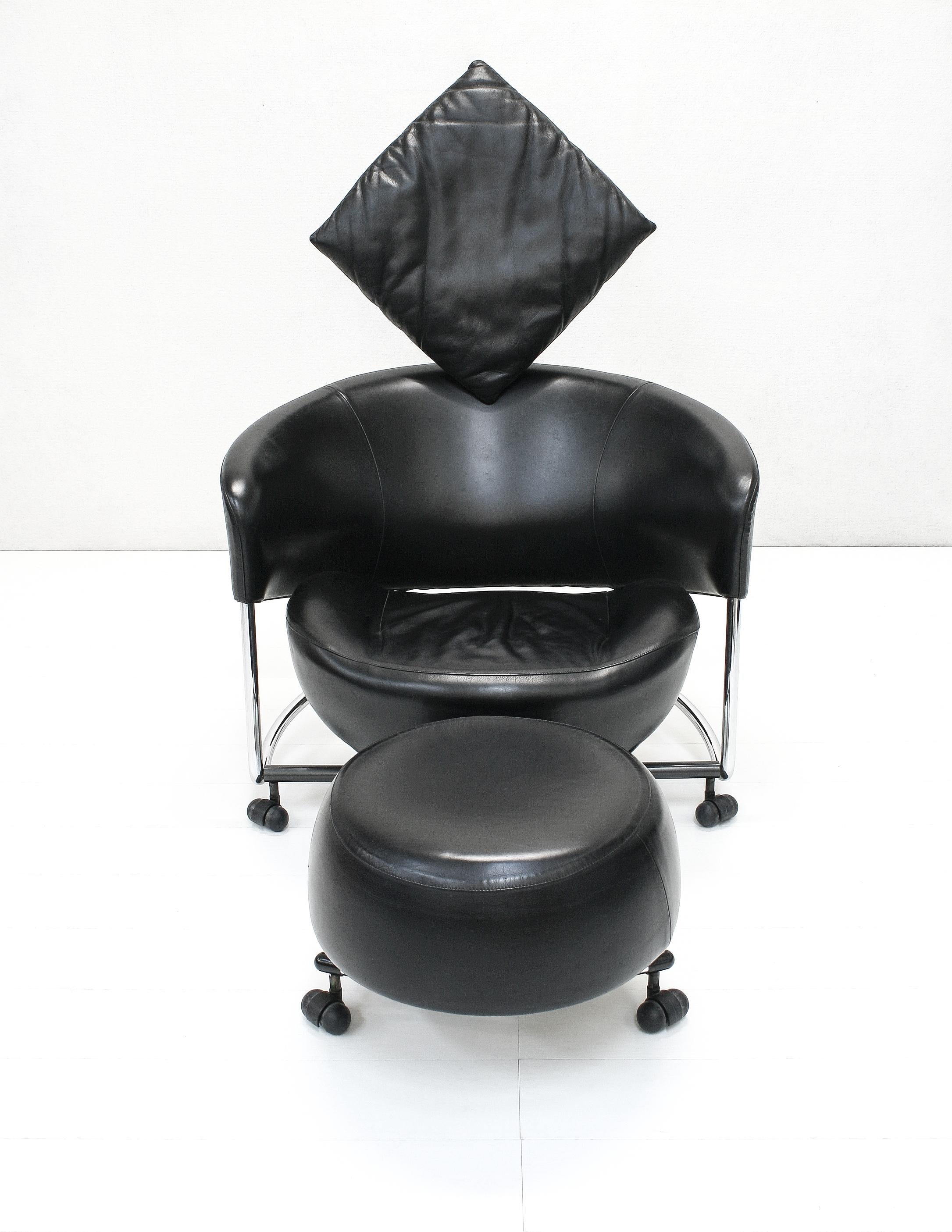 Post-Modern Adjustable Leather Girotonda Lounge Chair by Francesco Binfaré for Cassina For Sale