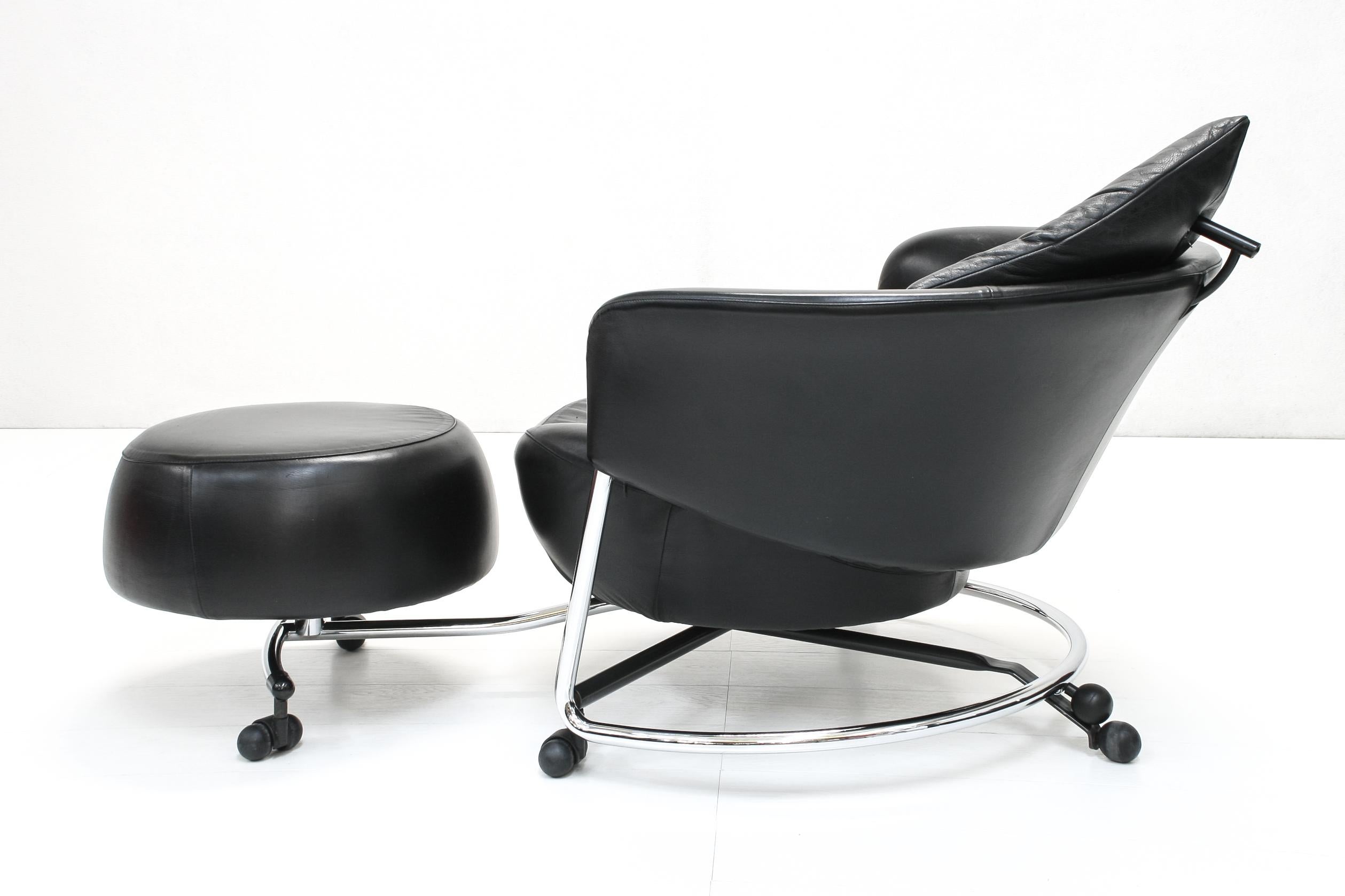 Adjustable Leather Girotonda Lounge Chair by Francesco Binfaré for Cassina In Good Condition For Sale In Izegem, VWV