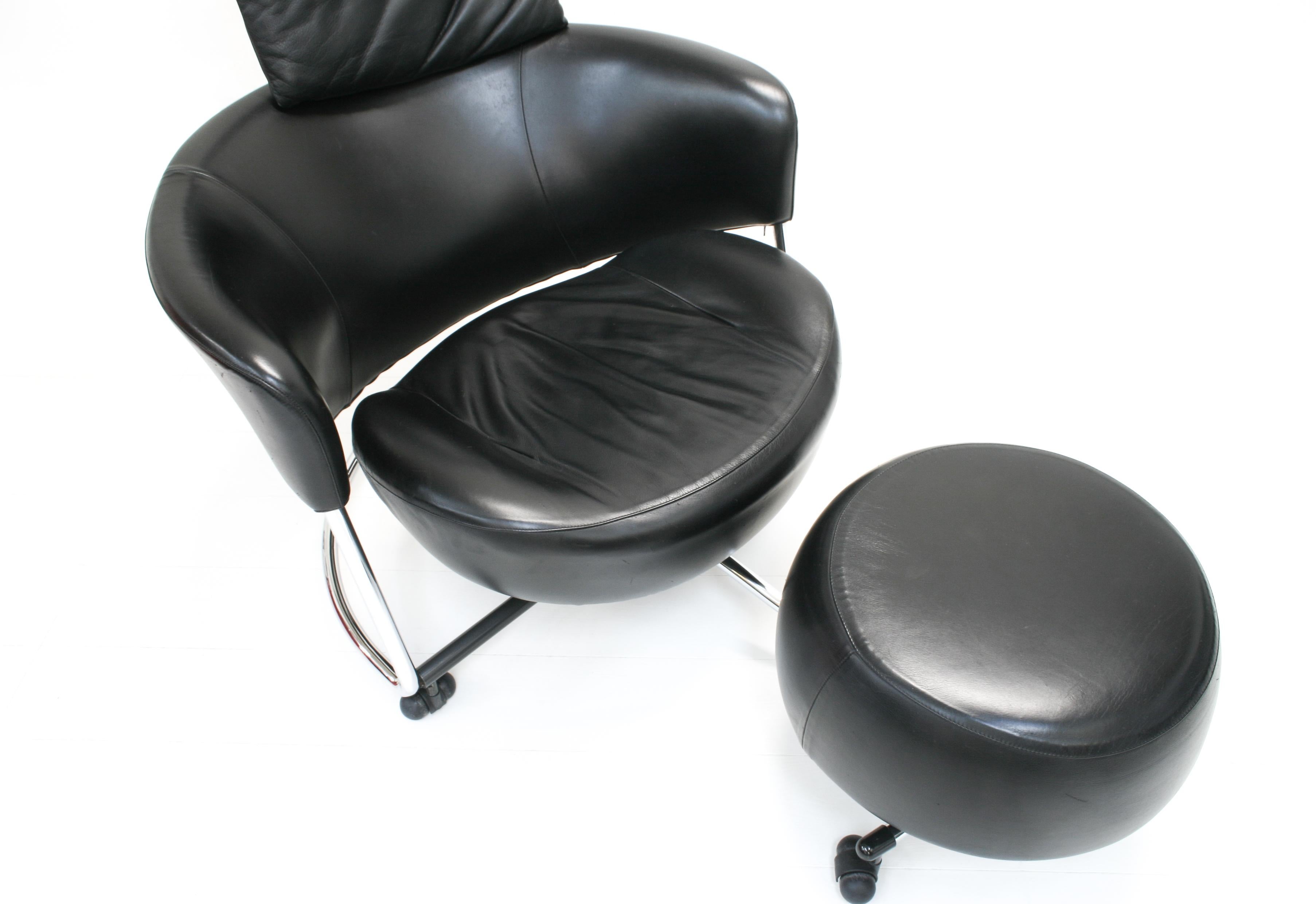 Adjustable Leather Girotonda Lounge Chair by Francesco Binfaré for Cassina For Sale 1
