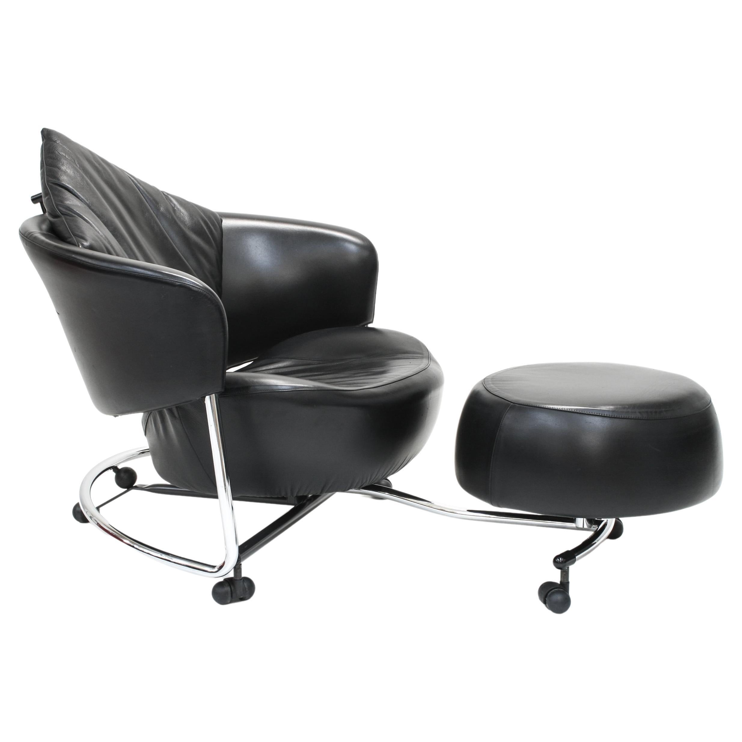 Adjustable Leather Girotonda Lounge Chair by Francesco Binfaré for Cassina For Sale