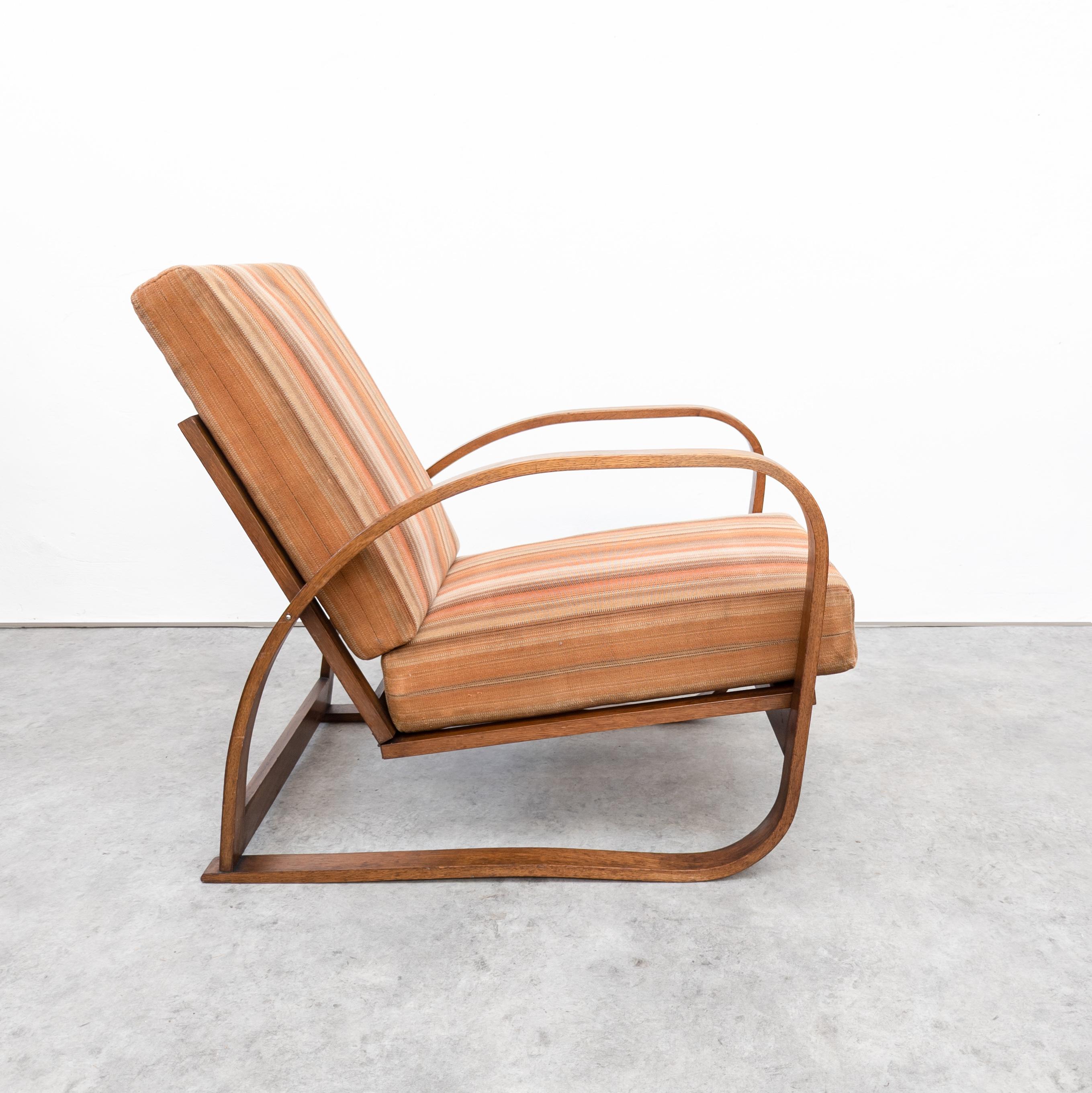 Art Deco Adjustable Lounge Chair H-70 by Jindřich Halabala for Up Závody, 1930s For Sale