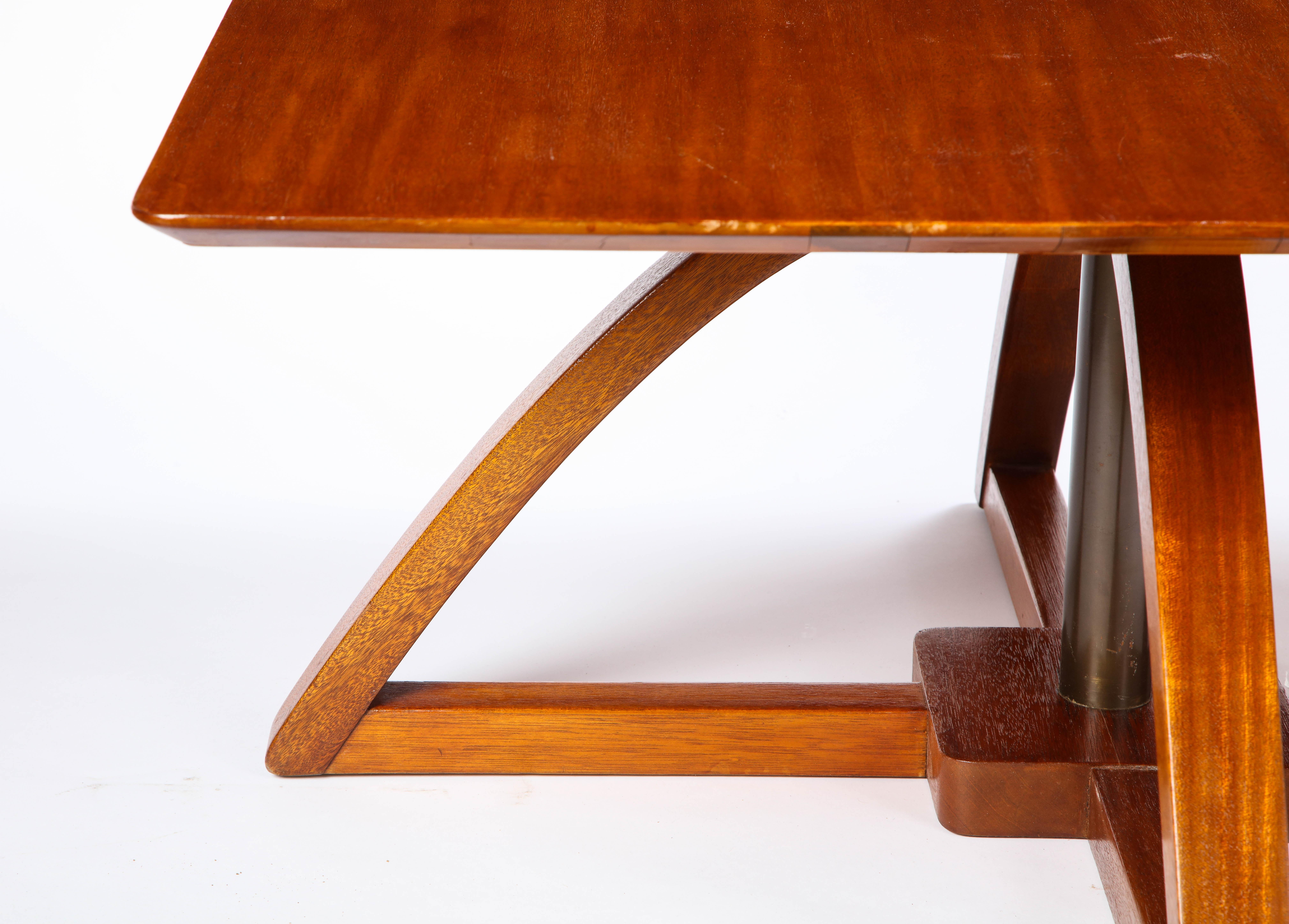 Adjustable Mahogany Square Low Table, Modern In Good Condition For Sale In New York, NY